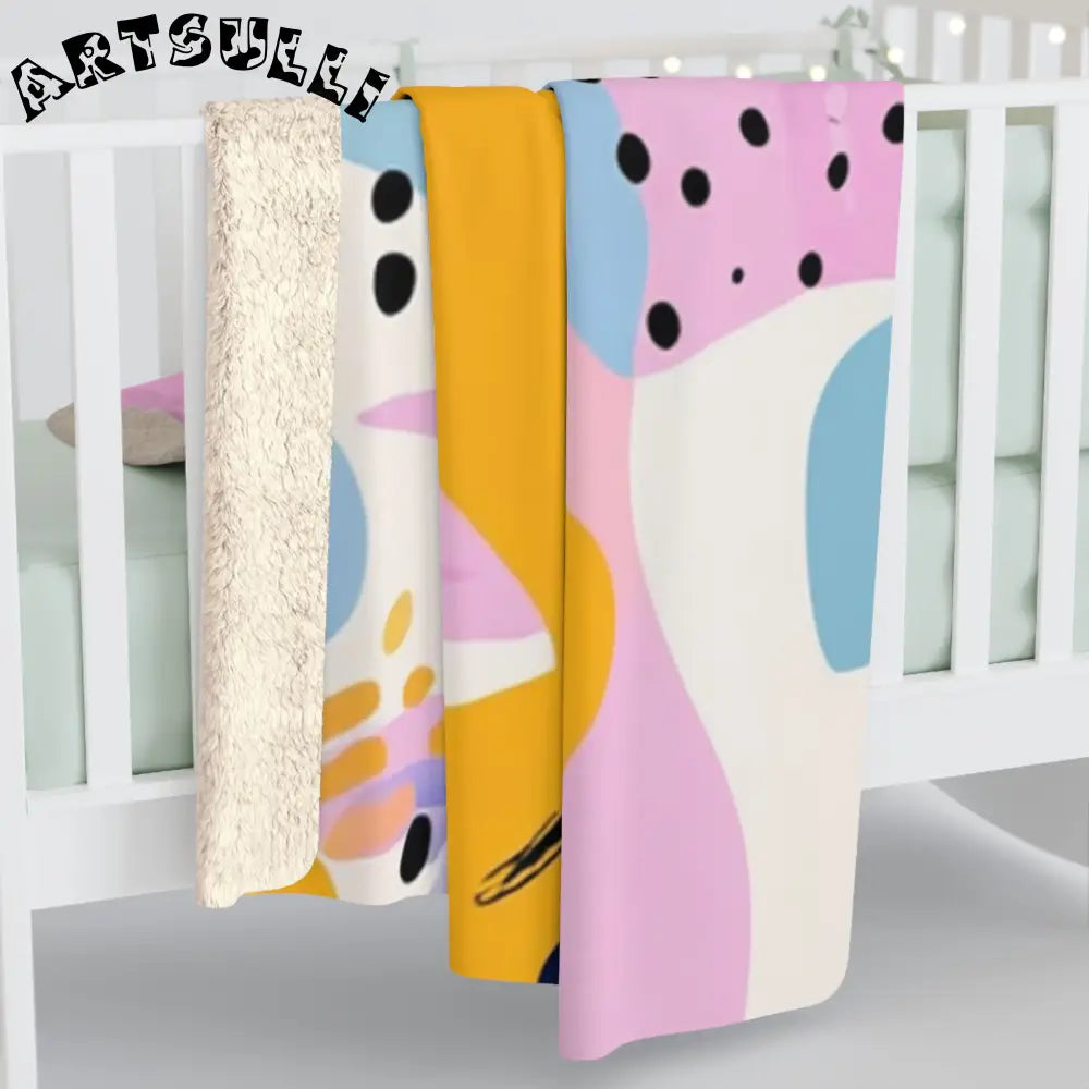 JAKKOUTTHEBXX Colorful Abstract Dots and Shapes Sherpa Fleece