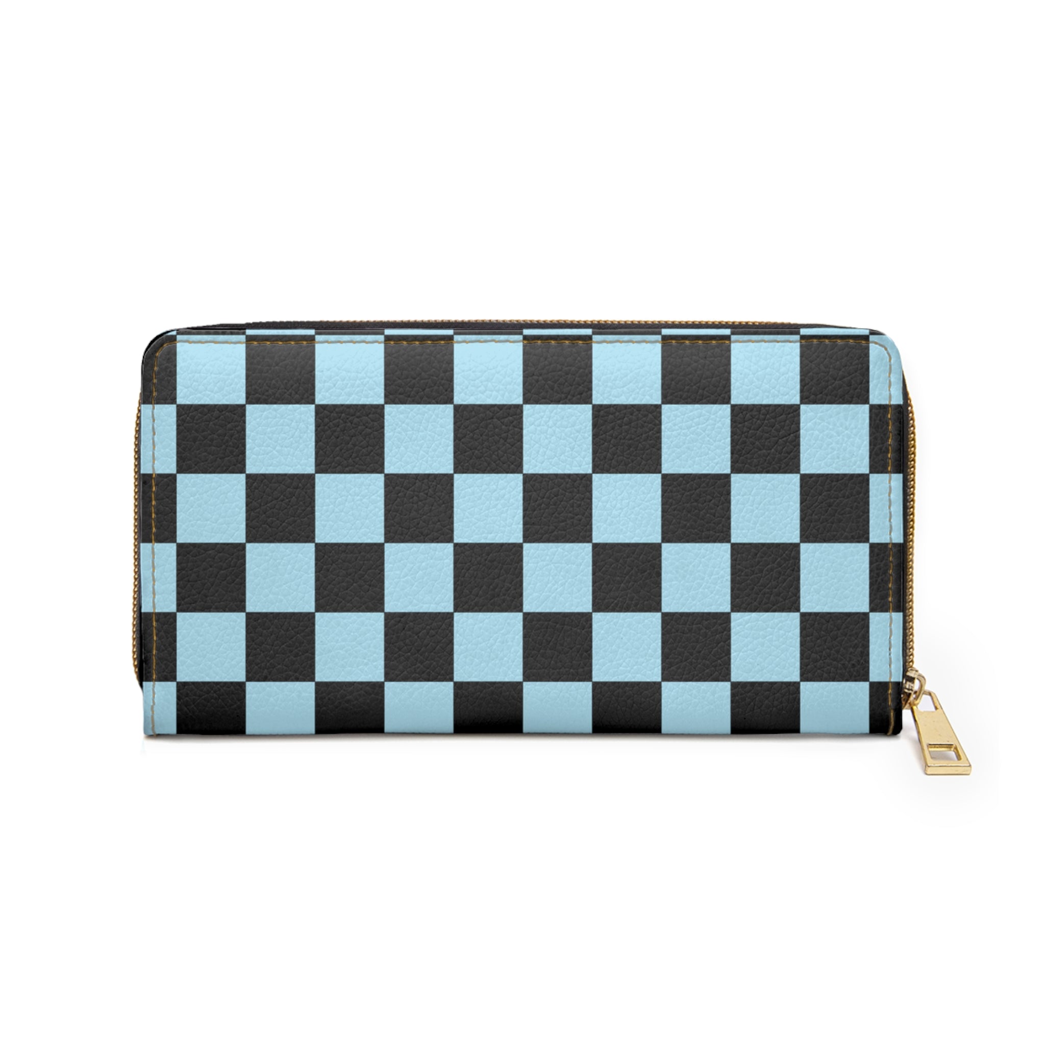 Checkerboard Black and Blue Zipper Wallet, Artsulli - Art is Long, Life is Short, Accessories, , , , , , , 