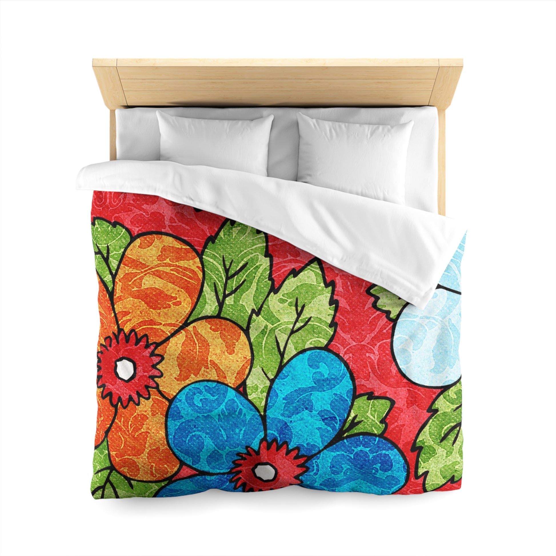 Groovy Red Floral Kl Microfiber Duvet Cover, Artsulli - Art is Long, Life is Short, Home Decor, , , , , , , 