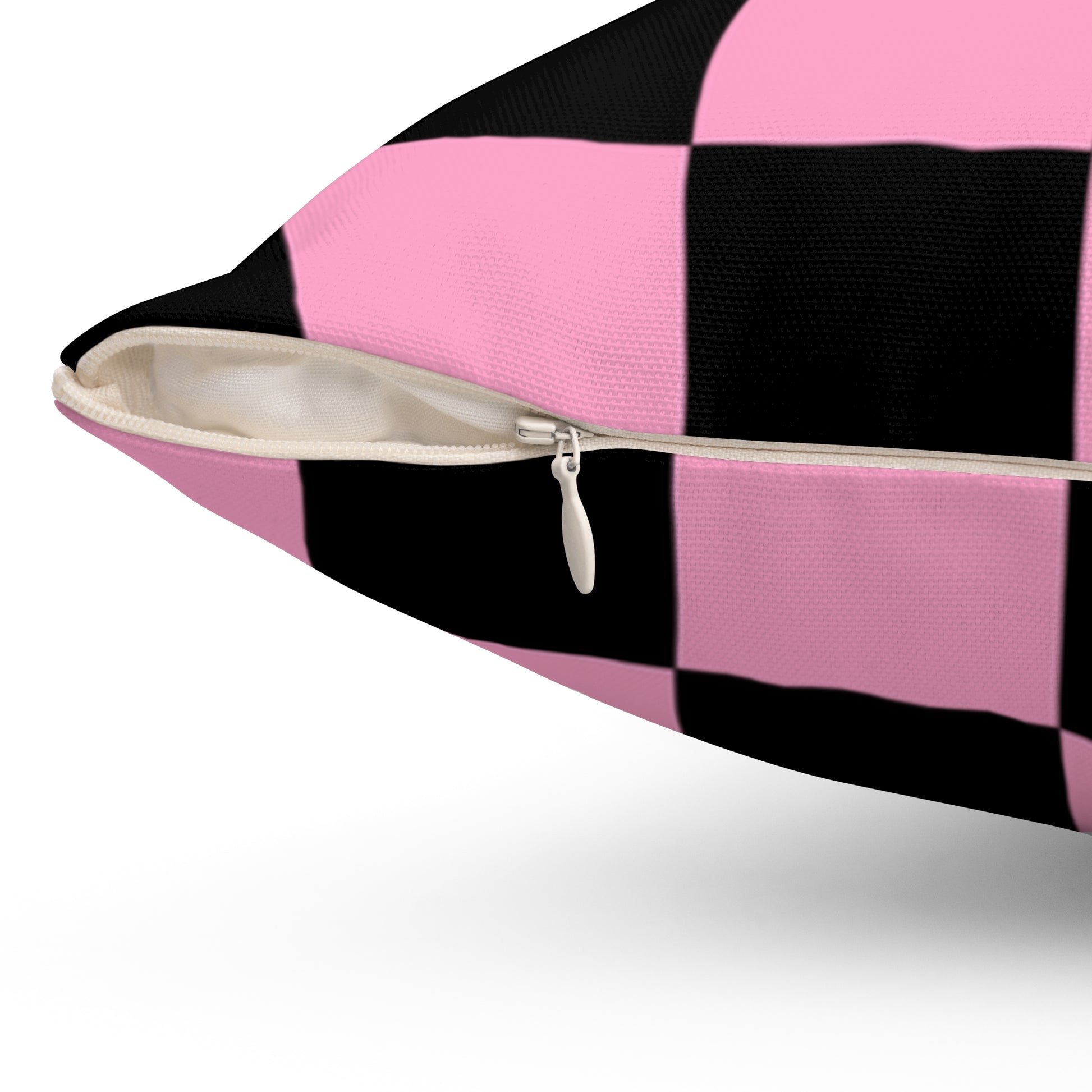 Checkerboard Black and Pink Spun Polyester Square Pillow, Artsulli - Art is Long, Life is Short, Home Decor, , , , , , , 