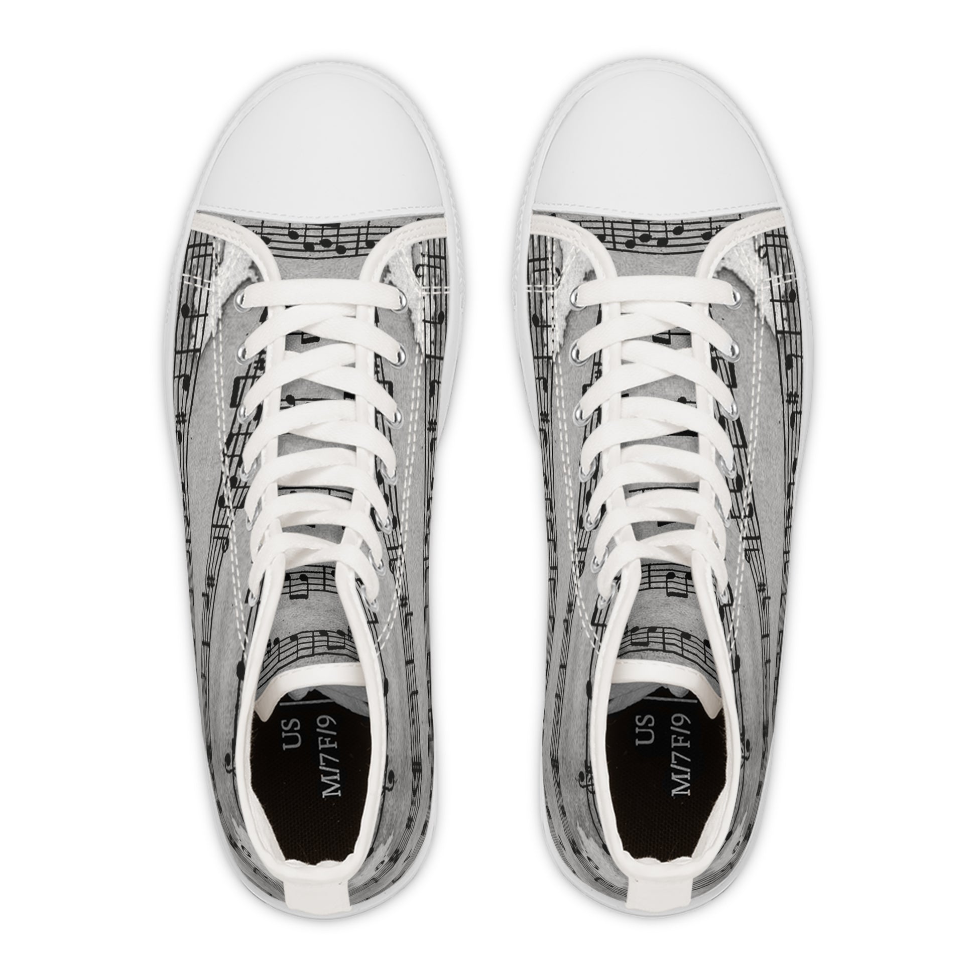 Drip Spill Type Beat Sheet Music Black Women's High Top Sneakers, Artsulli - Art is Long, Life is Short, Shoes, , , , , , , 