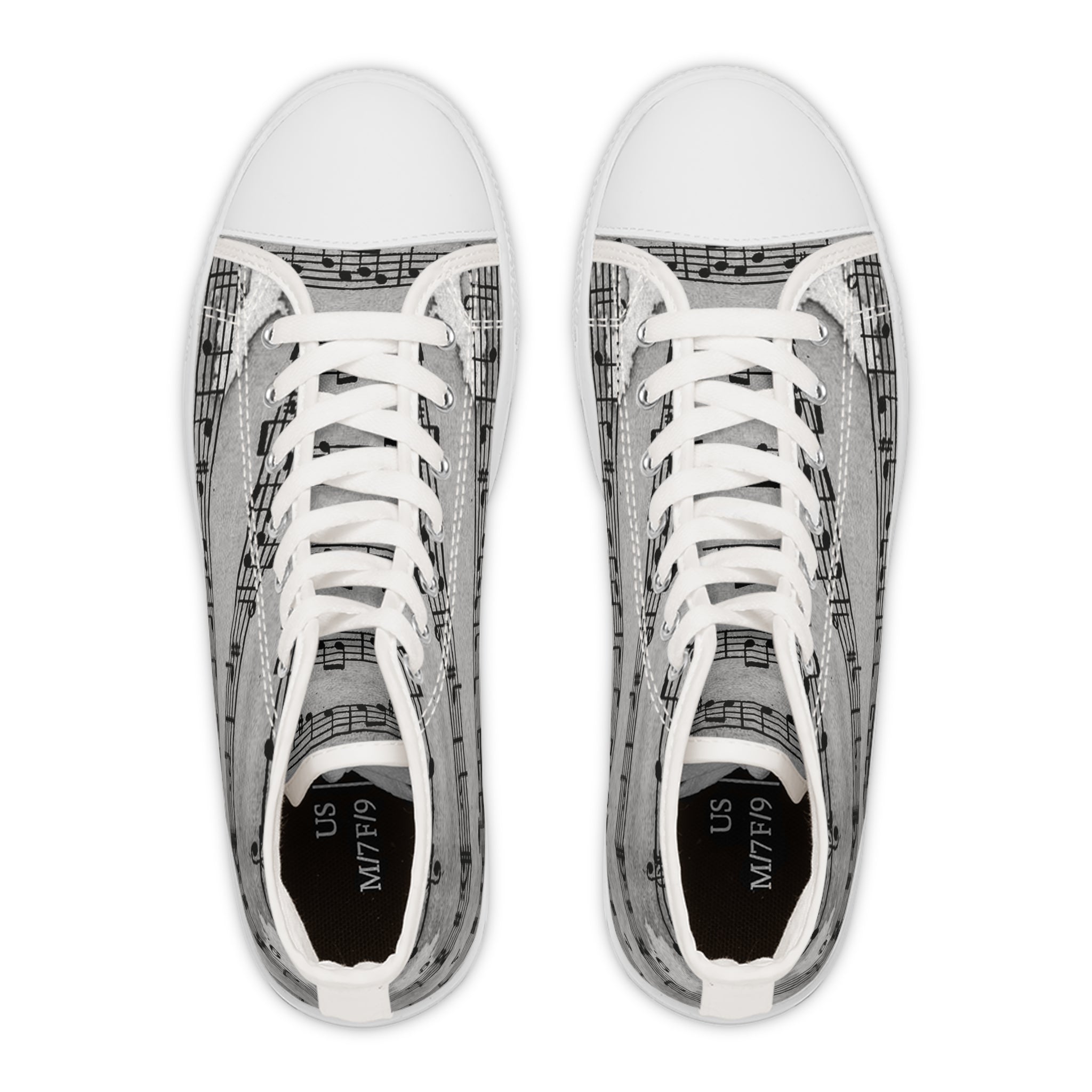 Drip Spill Type Beat Sheet Music Black Women's High Top Sneakers, Artsulli - Art is Long, Life is Short, Shoes, , , , , , , 