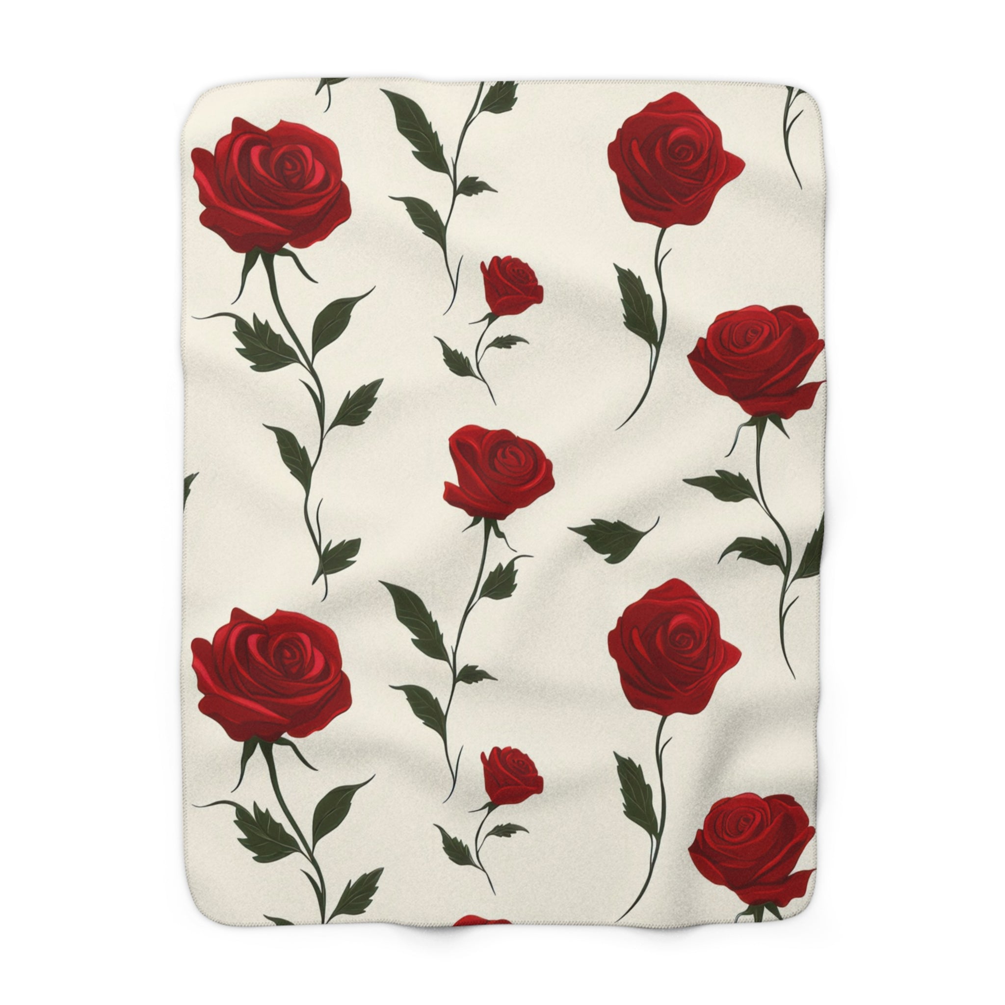 Red Roses Sherpa Fleece Blanket, Artsulli - Art is Long, Life is Short, Home Decor, Size, 50" × 60", , , , , 10490271227882