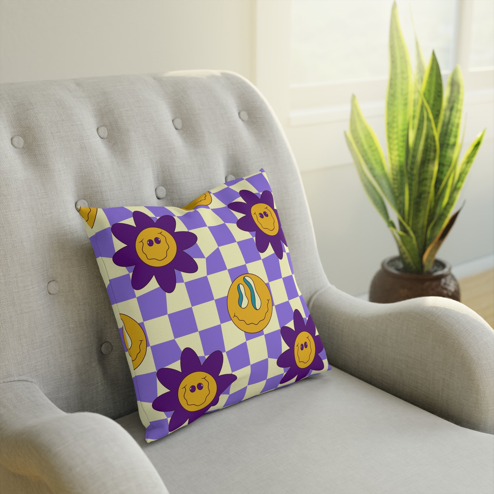 Trippy Flower Power Motifs Pink Cushion, Artsulli - Art is Long, Life is Short, Home Decor, , , , , , , 