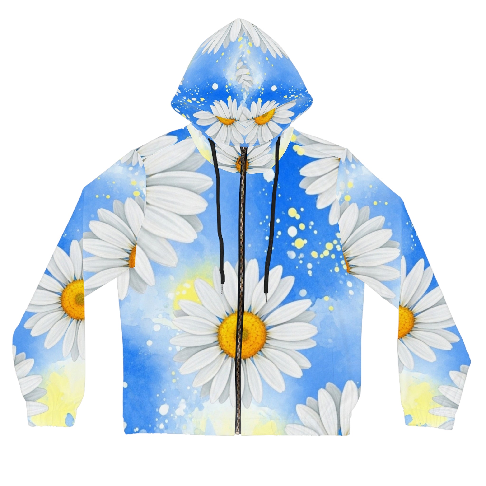 Daisies Women’s Full-Zip Hoodie (AOP), Artsulli - Art is Long, Life is Short, All Over Prints, Size, XS, Color, Black, , , 19912973835703102317