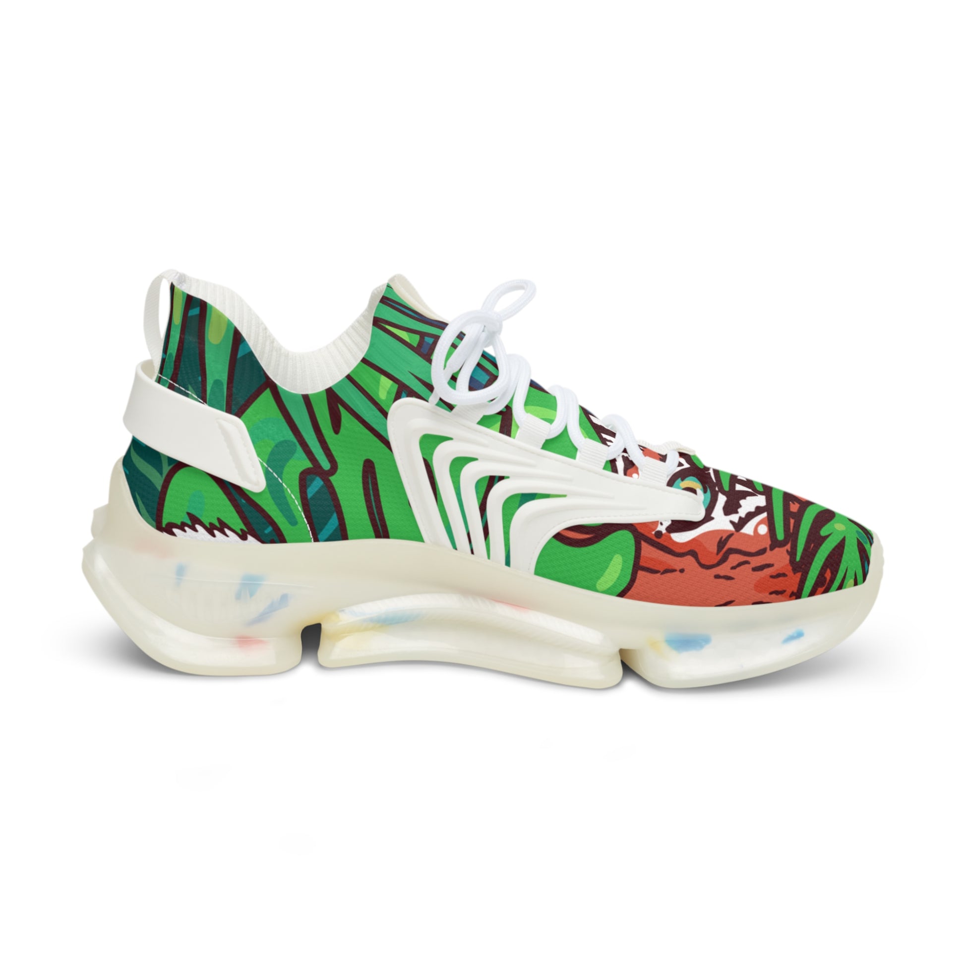Tropical Jungle Tigers Green Men's Mesh Sneakers, Artsulli - Art is Long, Life is Short, Shoes, , , , , , , 