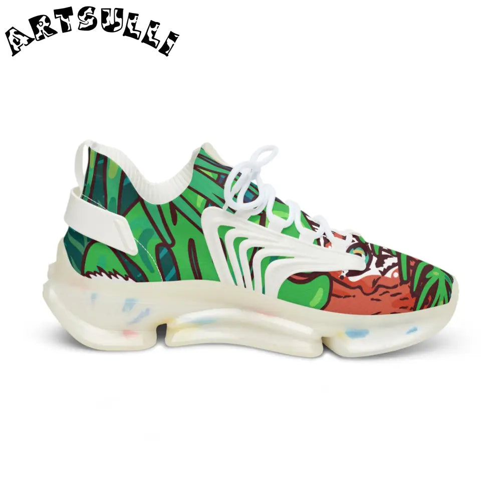 JAKKOUTTHEBXX Tropical Jungle Tigers Green Men’s Mesh Sneakers