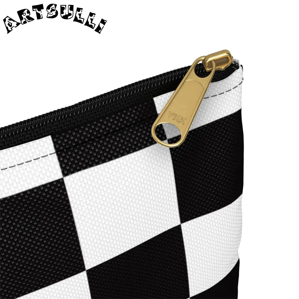 JAKKOUTTHEBXX Checkerboard Black and White Accessory Pouch