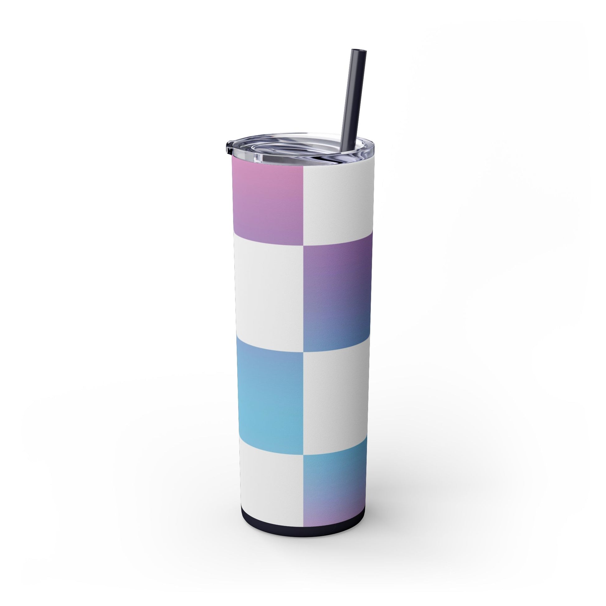 Vaporwave Check Skinny Tumbler with Straw, 20oz, Artsulli - Art is Long, Life is Short, Mug, , , , , , , 