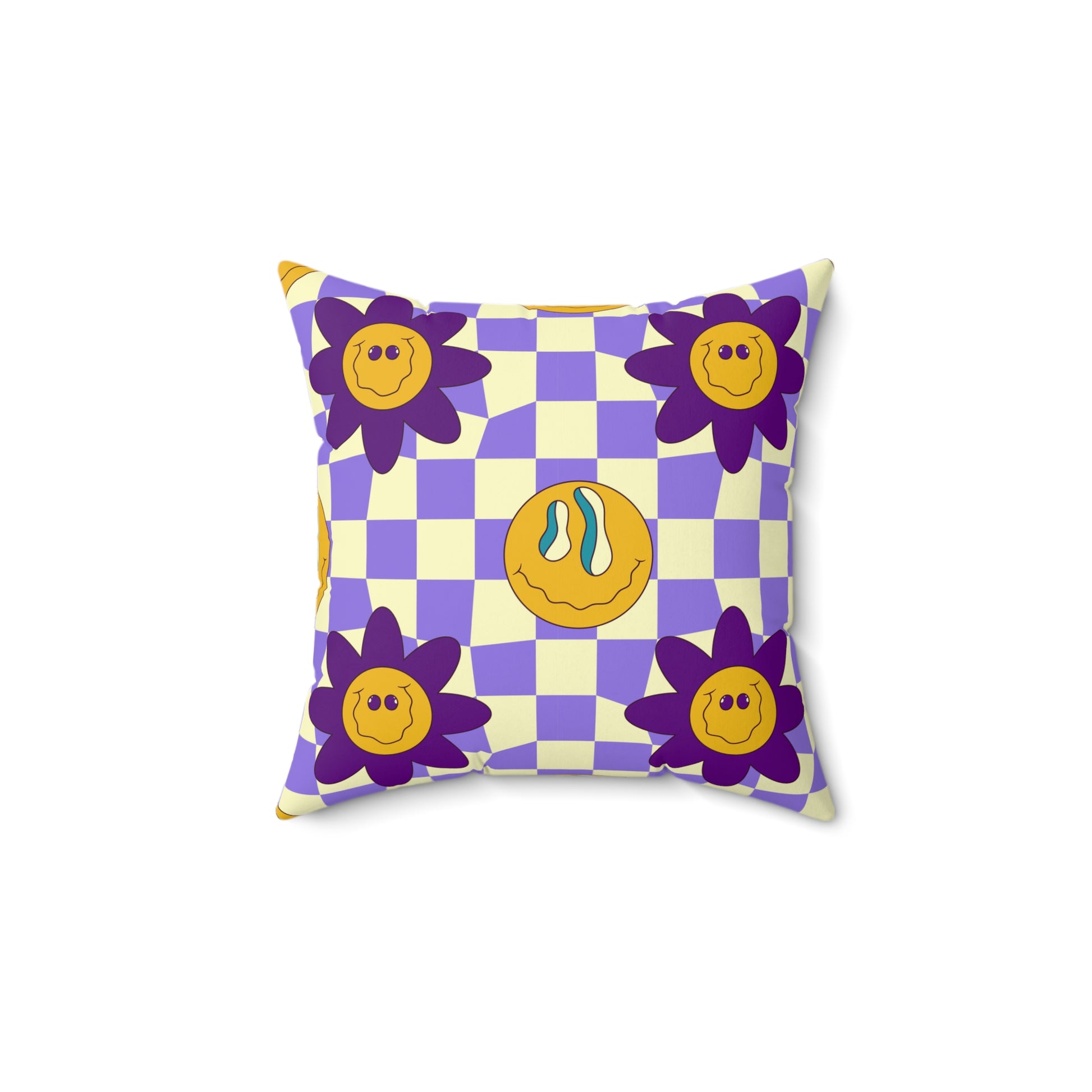 Trippy Flower Power Motifs Spun Polyester Square Pillow, Artsulli - Art is Long, Life is Short, Home Decor, , , , , , , 