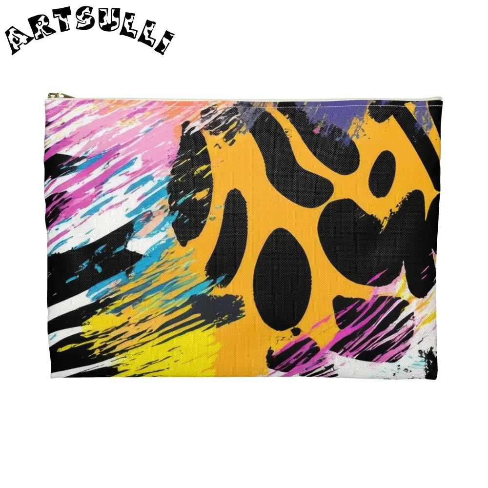 Zebra Stripes x Leapord Print x Paint Splatter Multi-Color Accessory Pouch, Artsulli - Art is Long, Life is Short, Bags, , , , , , , 