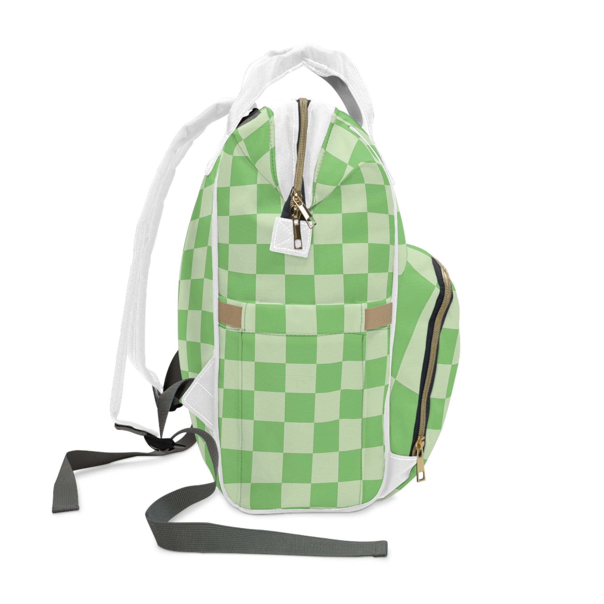 Checkerboard Green Multifunctional Diaper Backpack, Artsulli - Art is Long, Life is Short, Bags, , , , , , , 