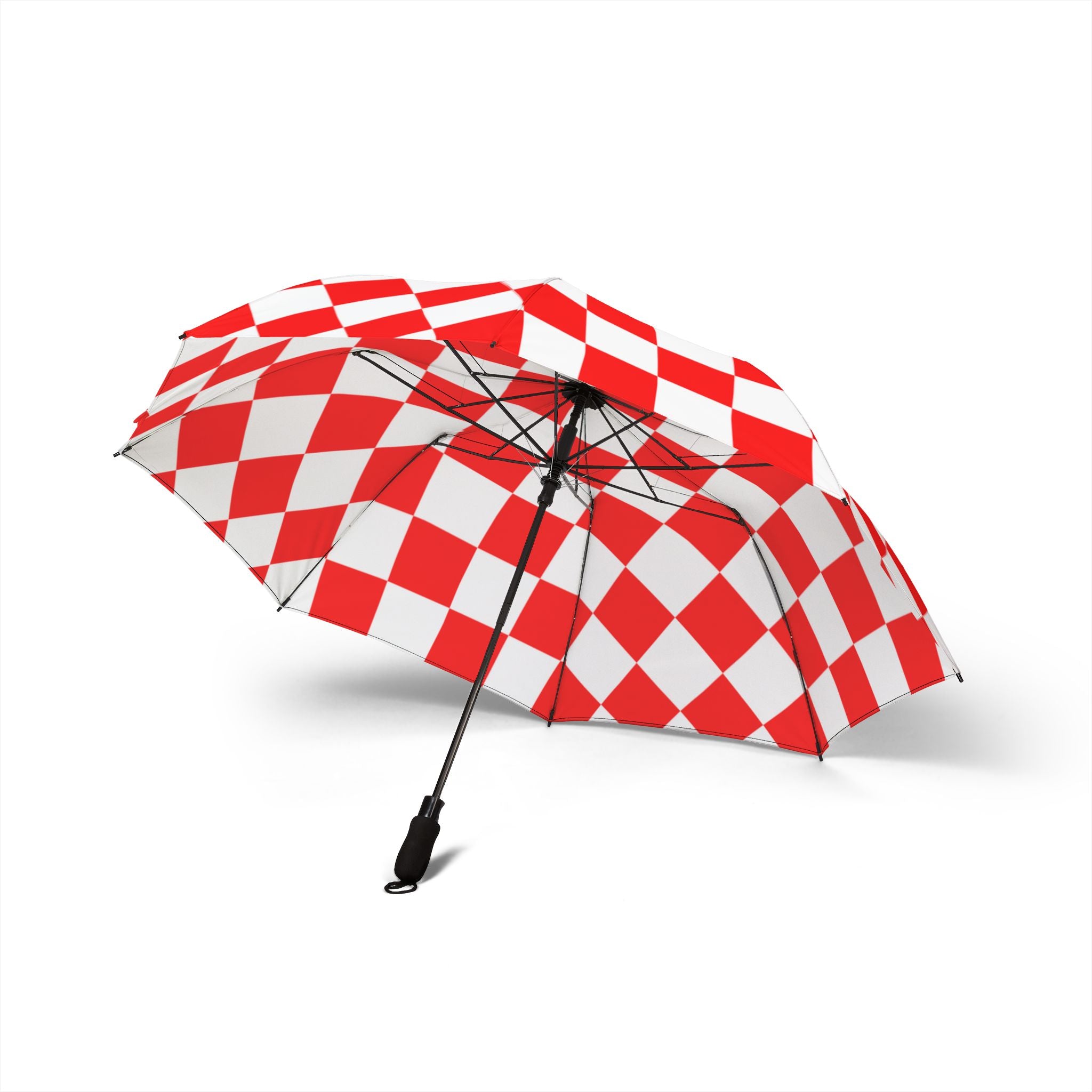 Checkerboard Red and White Semi-Automatic Foldable Umbrella, Artsulli - Art is Long, Life is Short, Accessories, , , , , , , 