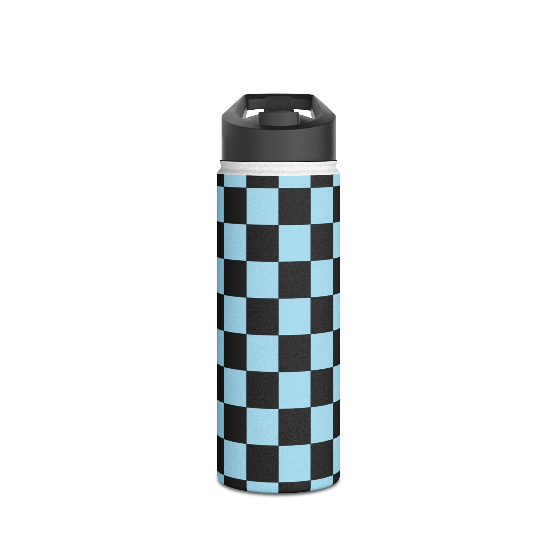 Checkerboard Black and Blue Stainless Steel Water Bottle, Standard Lid, Artsulli - Art is Long, Life is Short, Mug, Size, 18oz, Color, White, , , 15564578960758313469