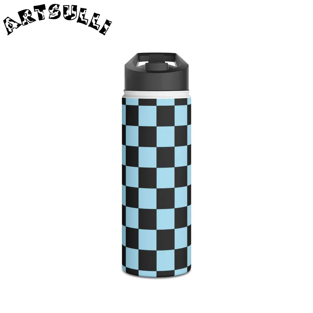 JAKKOUTTHEBXX Checkerboard Black and Blue Stainless Steel Water