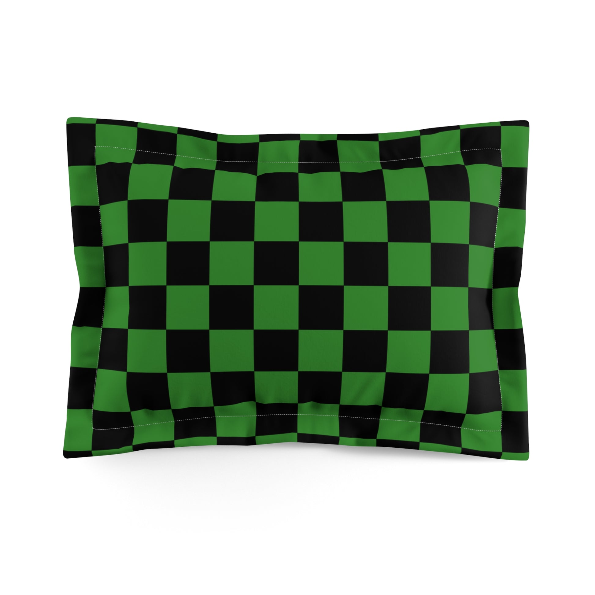 Checkerboard Green and Black Microfiber Pillow Sham, Artsulli - Art is Long, Life is Short, Home Decor, Size, Standard, , , , , 81490231118828431009