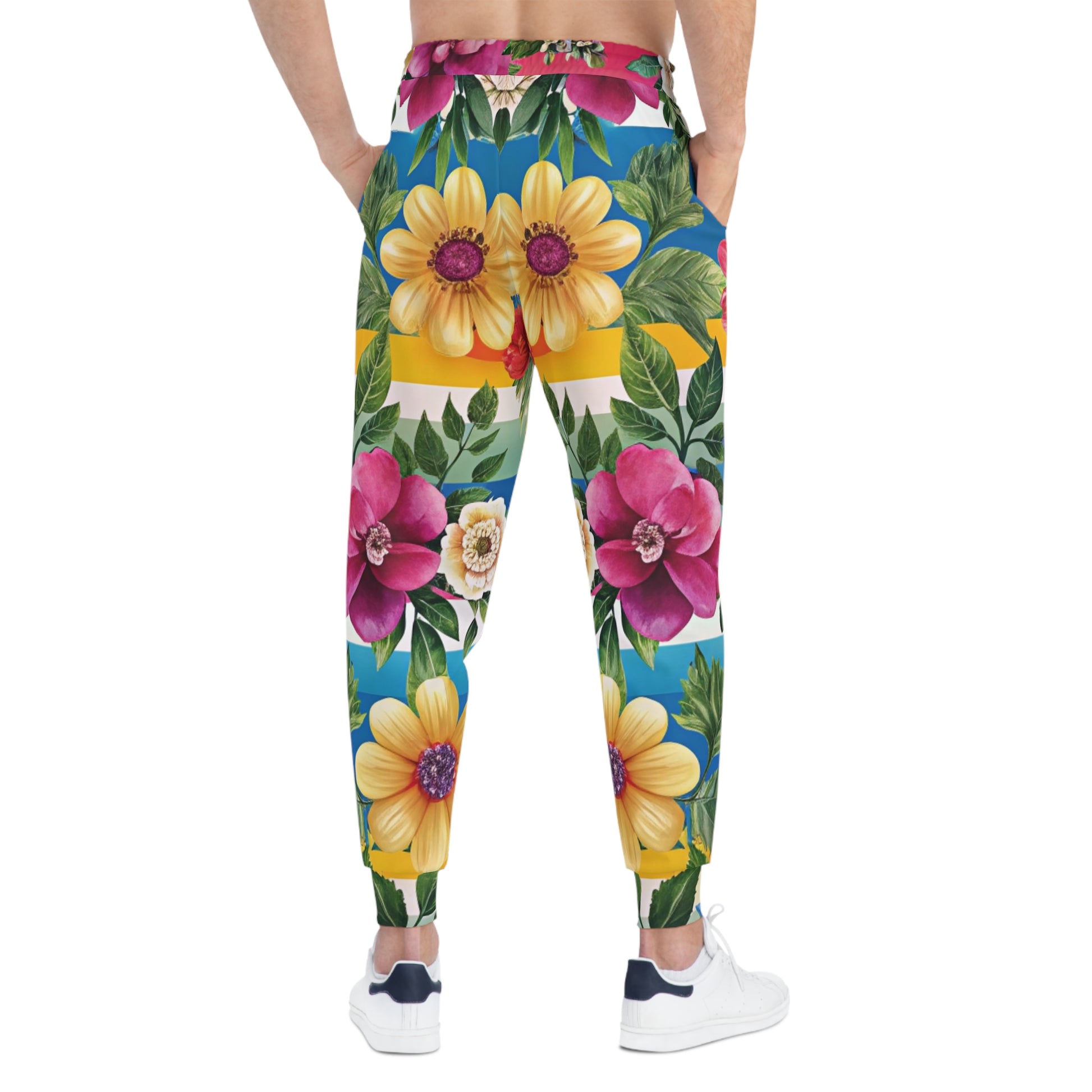 Floral Stripe 4K II Athletic Joggers (AOP), Artsulli - Art is Long, Life is Short, All Over Prints, , , , , , , 