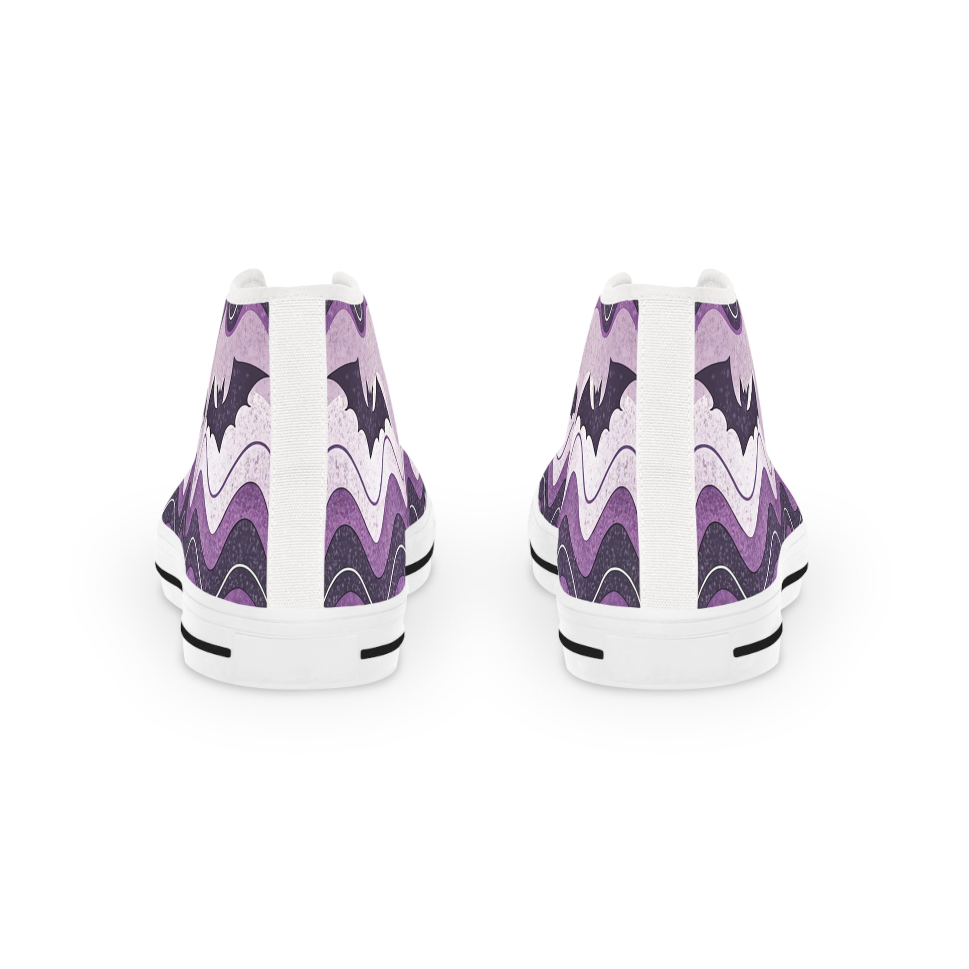 Bat Wave Purple Men's High Top Sneakers, Artsulli - Art is Long, Life is Short, Shoes, , , , , , , 