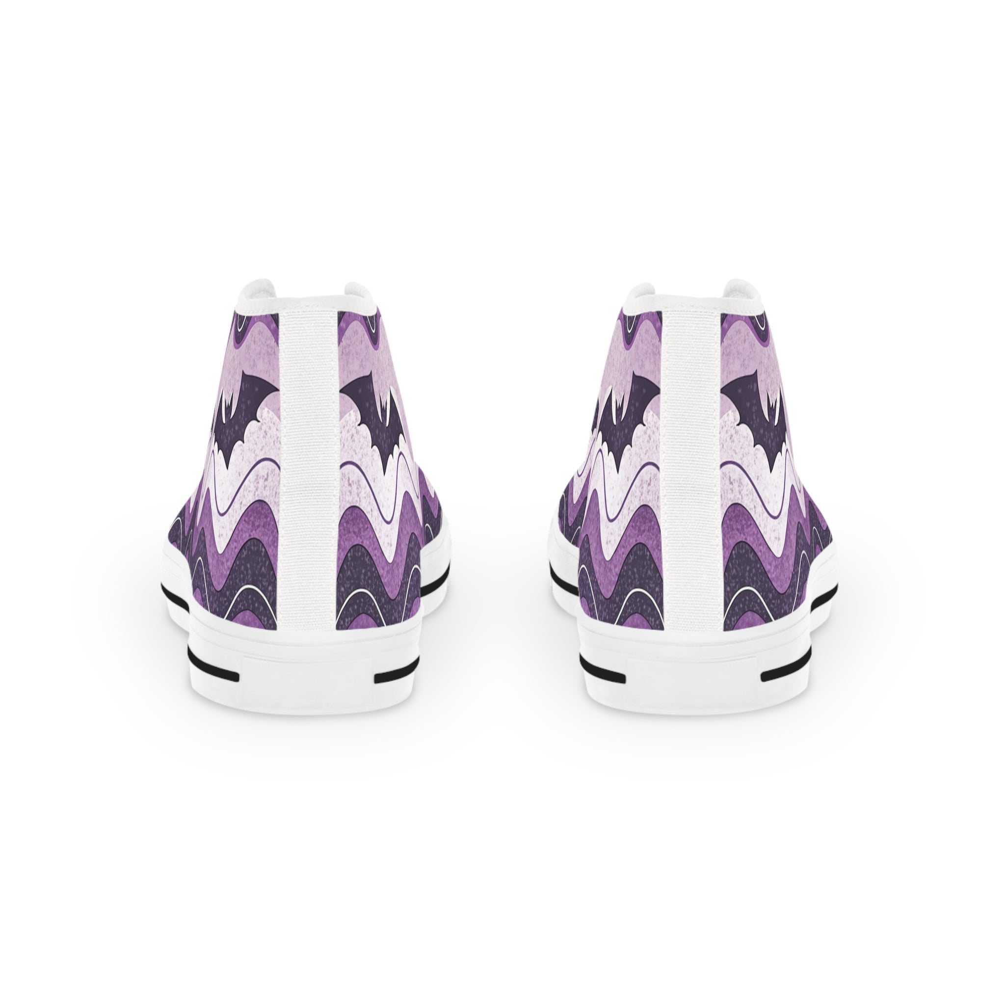 Bat Wave Purple Men's High Top Sneakers, Artsulli - Art is Long, Life is Short, Shoes, , , , , , , 