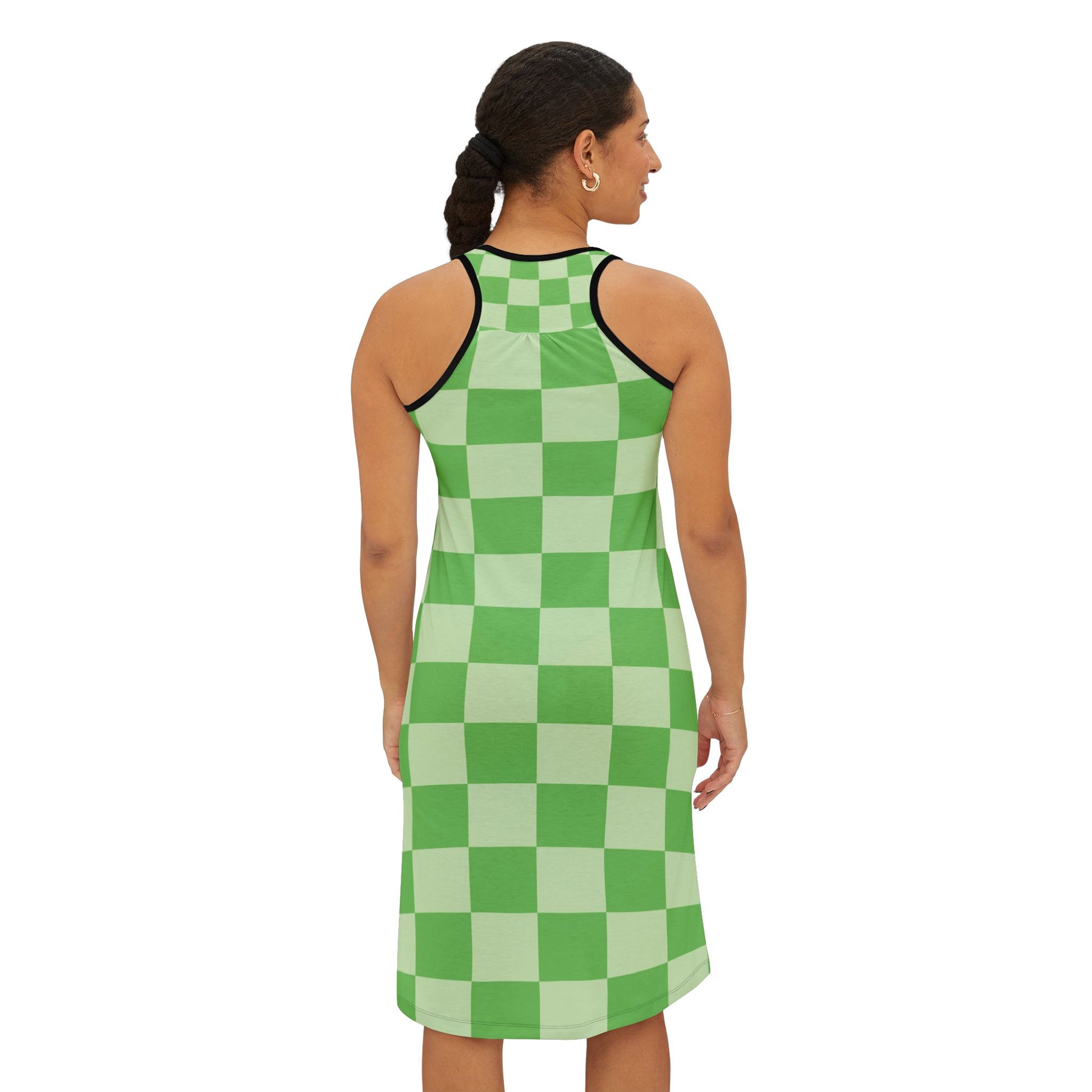 Checkerboard Green Women's Racerback Dress (AOP), Artsulli - Art is Long, Life is Short, Tank Top, , , , , , , 