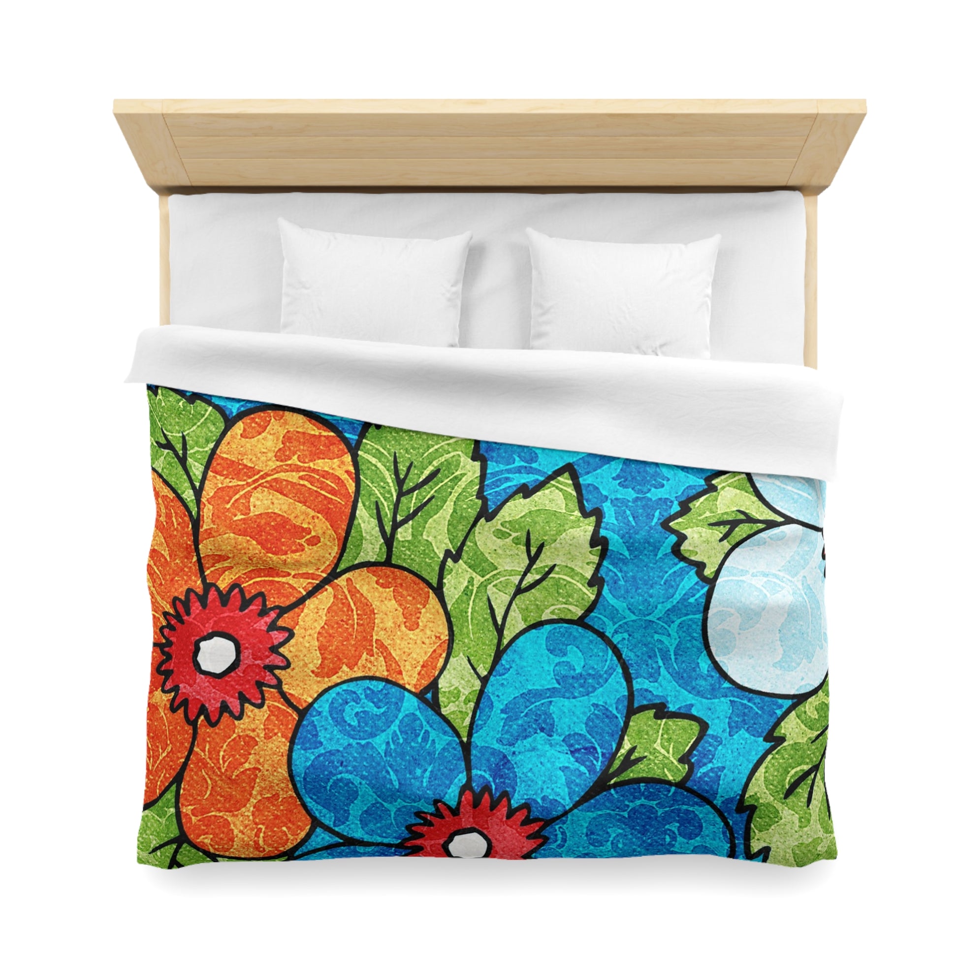 Blue Orange Groovy Microfiber Duvet Cover, Artsulli - Art is Long, Life is Short, Home Decor, , , , , , , 
