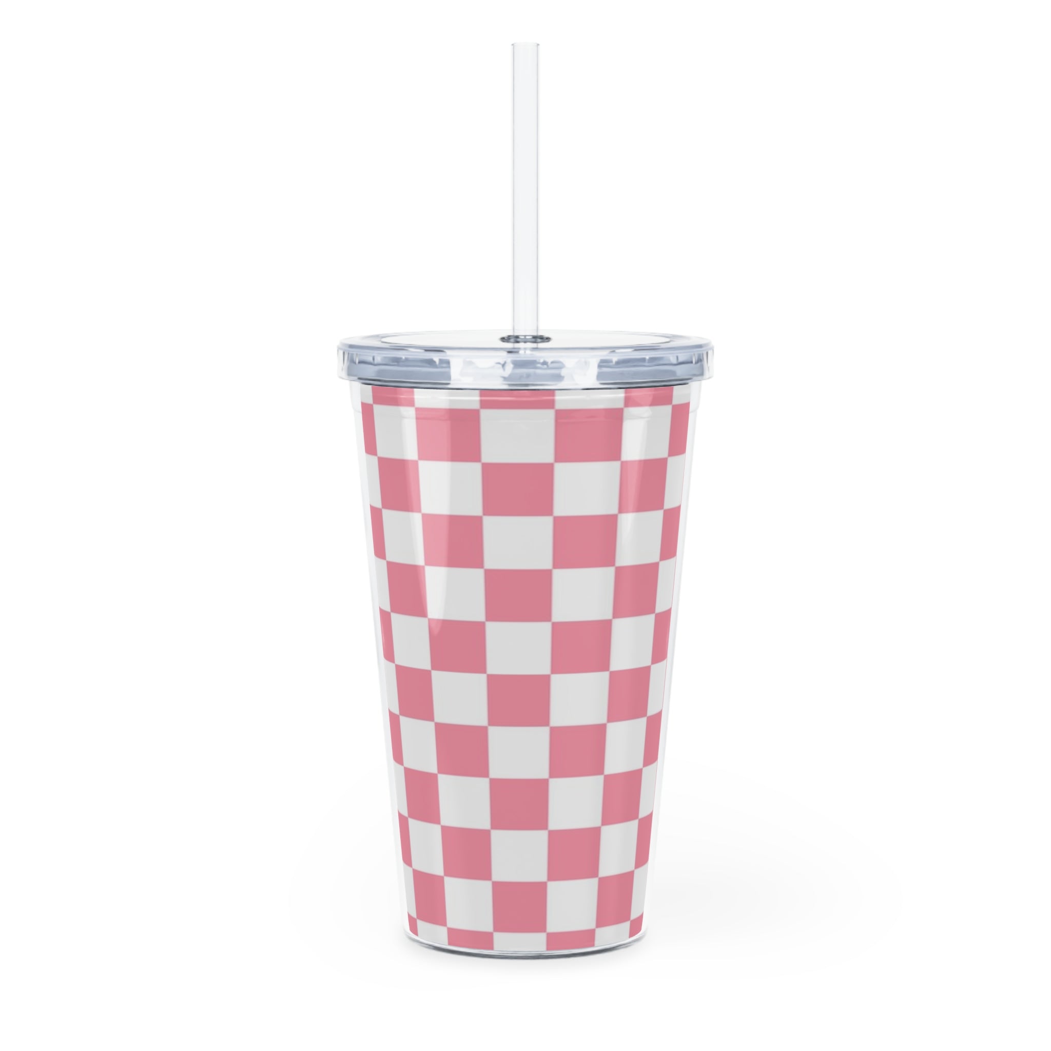 Brigandine Checkered Scene Plastic Tumbler with Straw, Artsulli - Art is Long, Life is Short, Mug, , , , , , , 