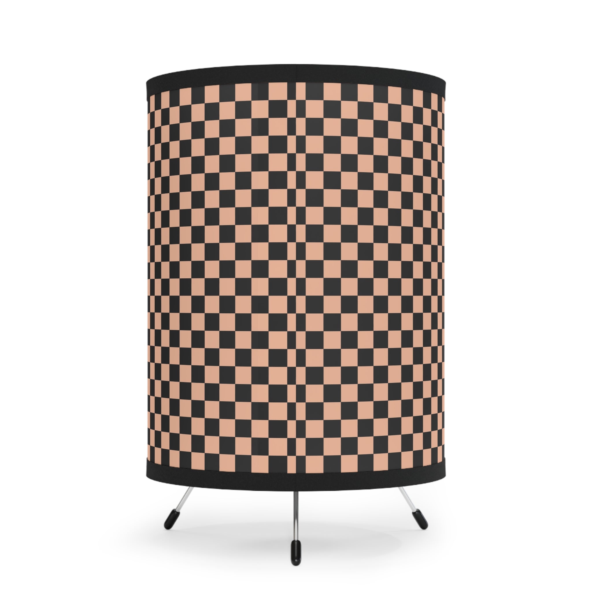 Checkerboard Soft Orange and Black Tripod Lamp with High-Res Printed Shade, US\CA plug, Artsulli - Art is Long, Life is Short, Home Decor, , , , , , , 