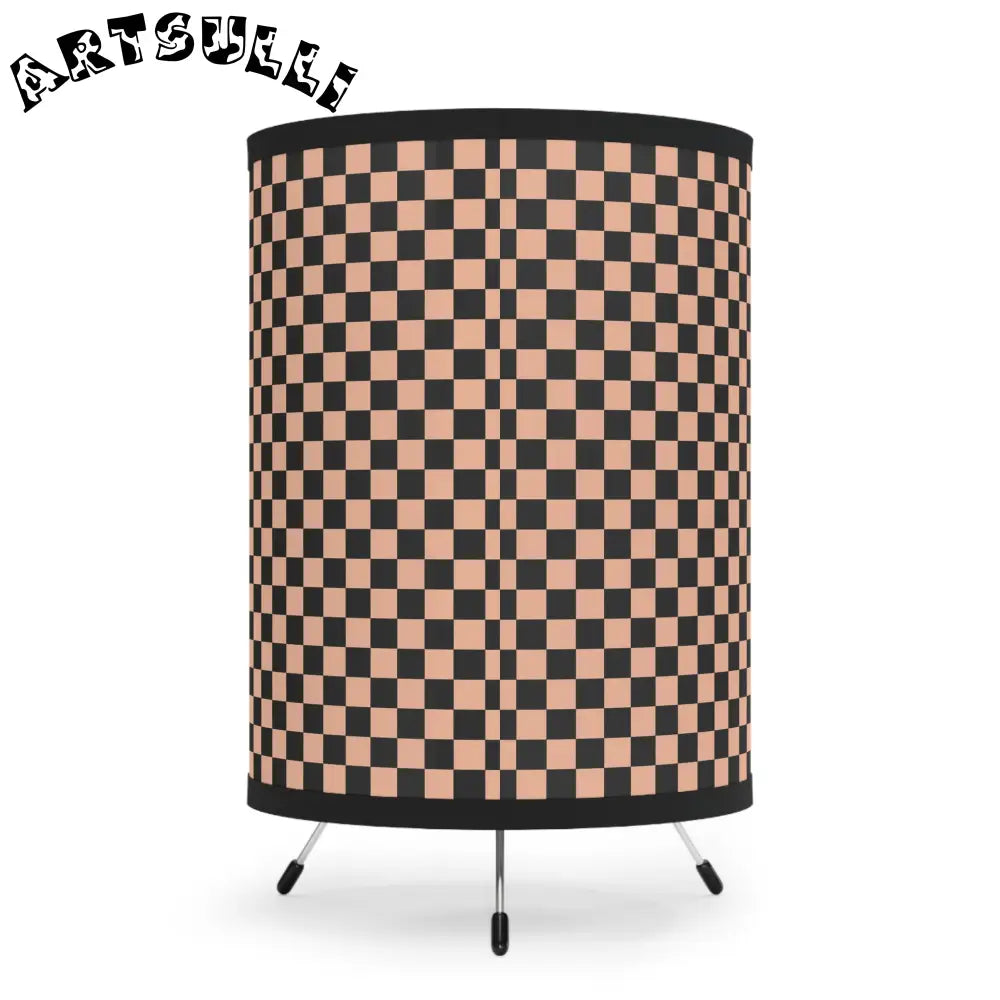 JAKKOUTTHEBXX Checkerboard Soft Orange and Black Tripod Lamp