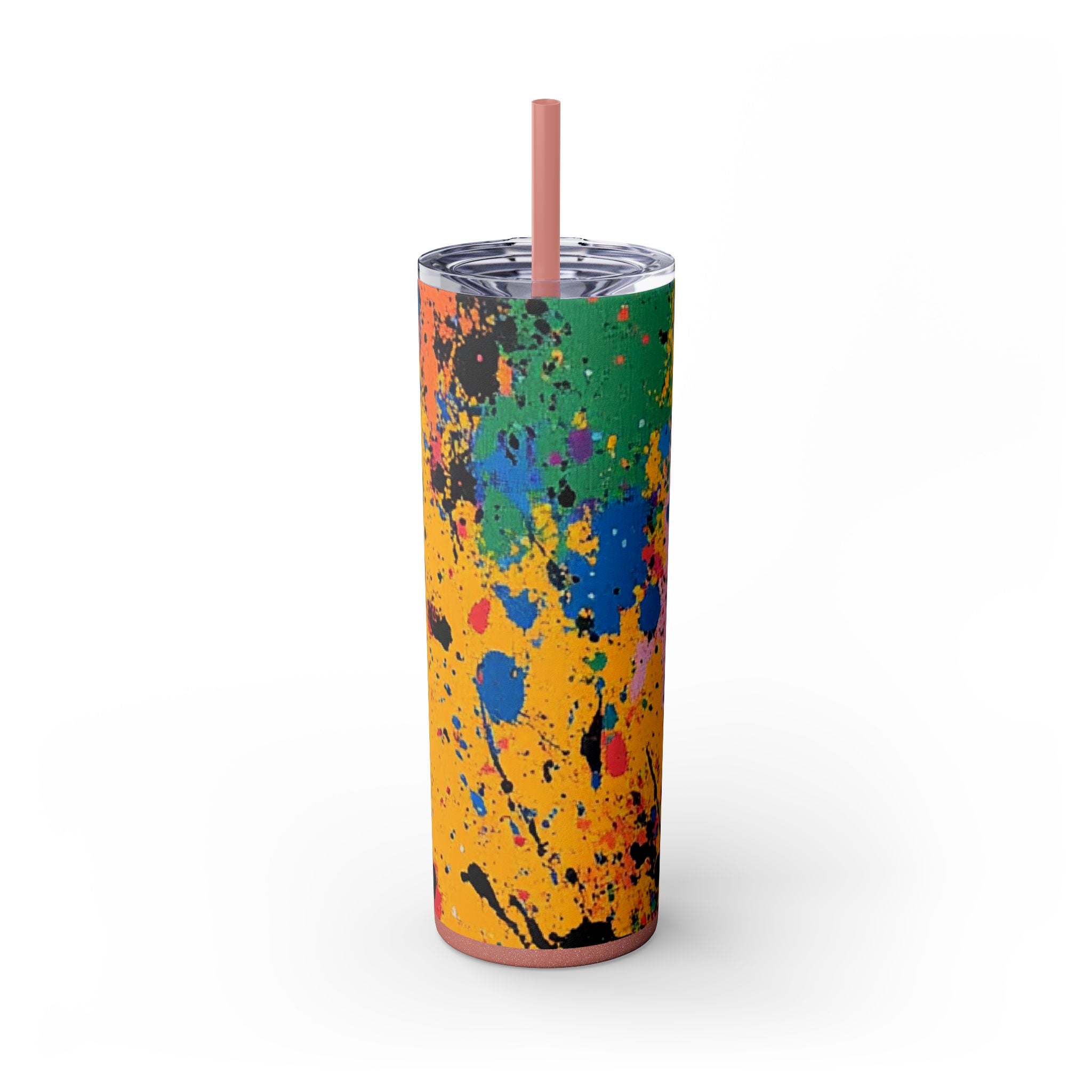 The Colors Of Paint Splatter Skinny Tumbler with Straw, 20oz, Artsulli - Art is Long, Life is Short, Mug, Finish, Glossy, Color, Glitter Dusty Rose, Size, 20oz, 12625266812807