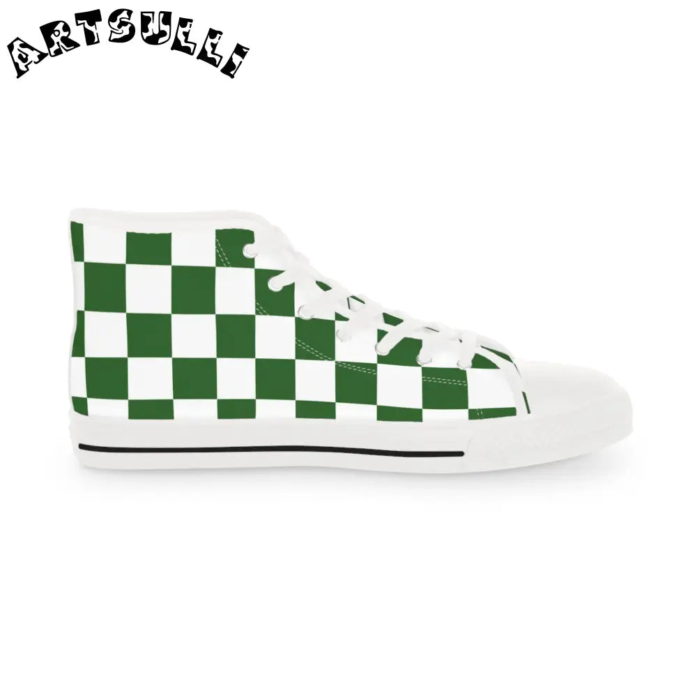 JAKKOUTTHEBXX Checkerboard White and Dark Green Men’s High Top