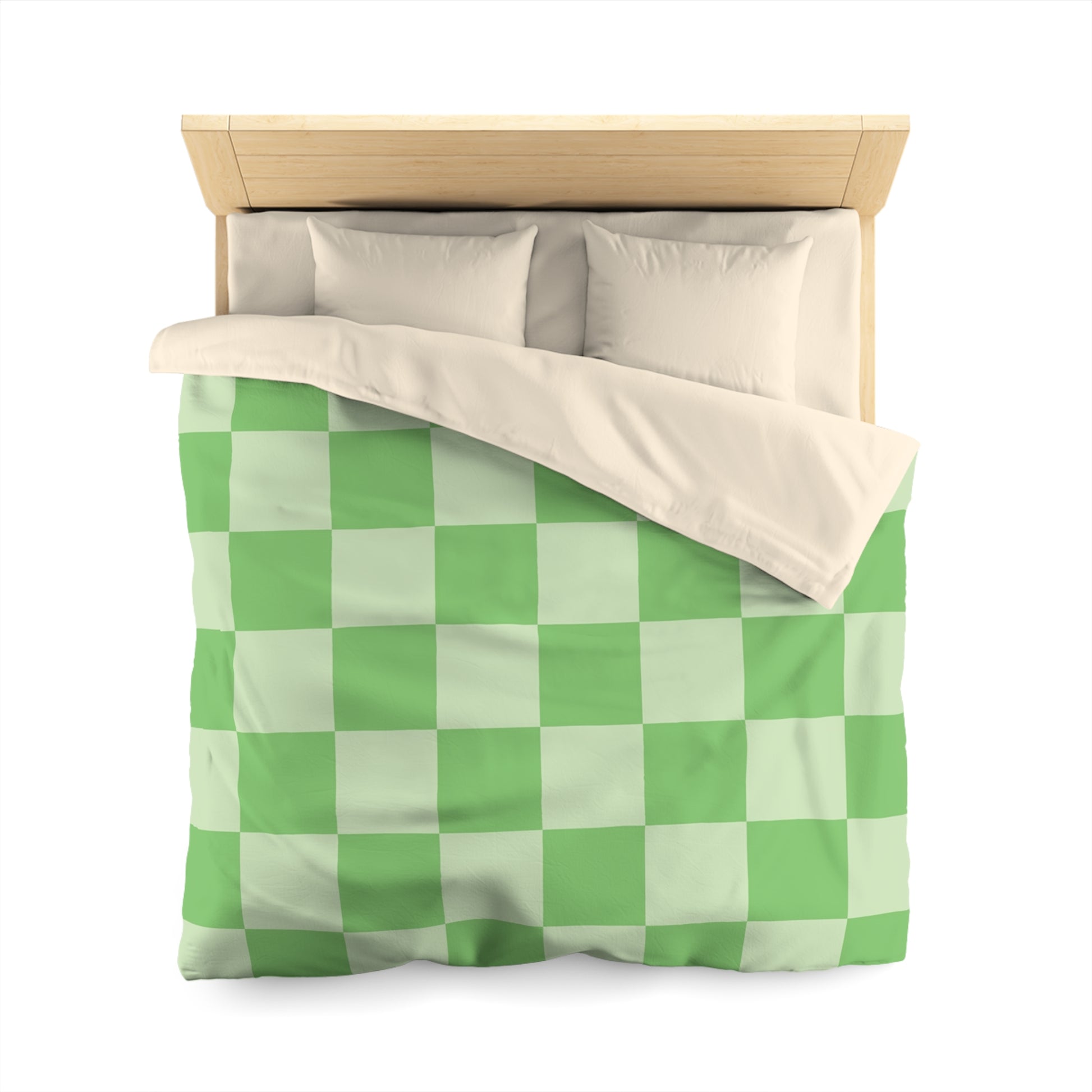 Checkerboard Green Microfiber Duvet Cover, Artsulli - Art is Long, Life is Short, Home Decor, , , , , , , 