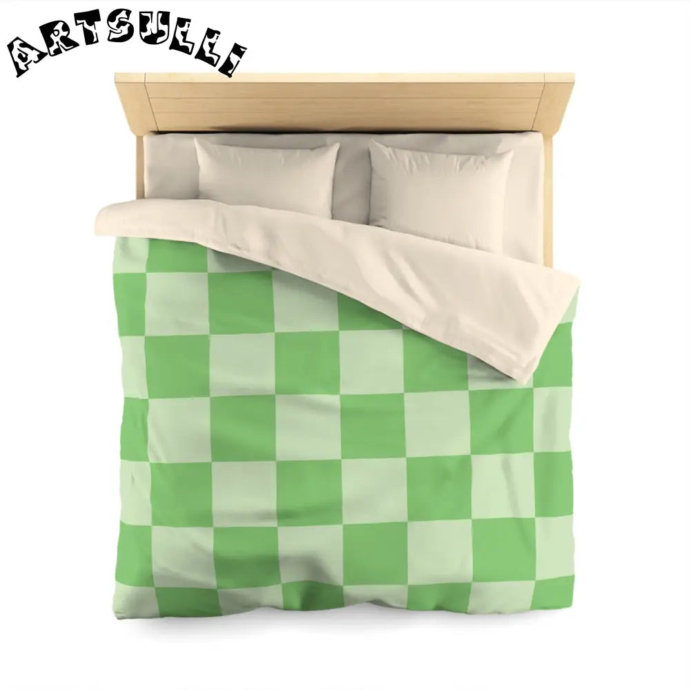 JAKKOUTTHEBXX Checkerboard Green Microfiber Duvet Cover