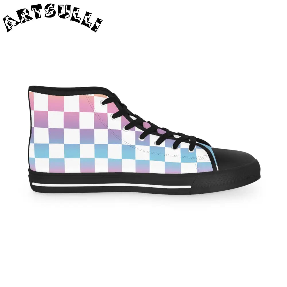 JAKKOUTTHEBXX Vaporwave Check Men’s High Top Sneakers JAKKOUTTHEBXX