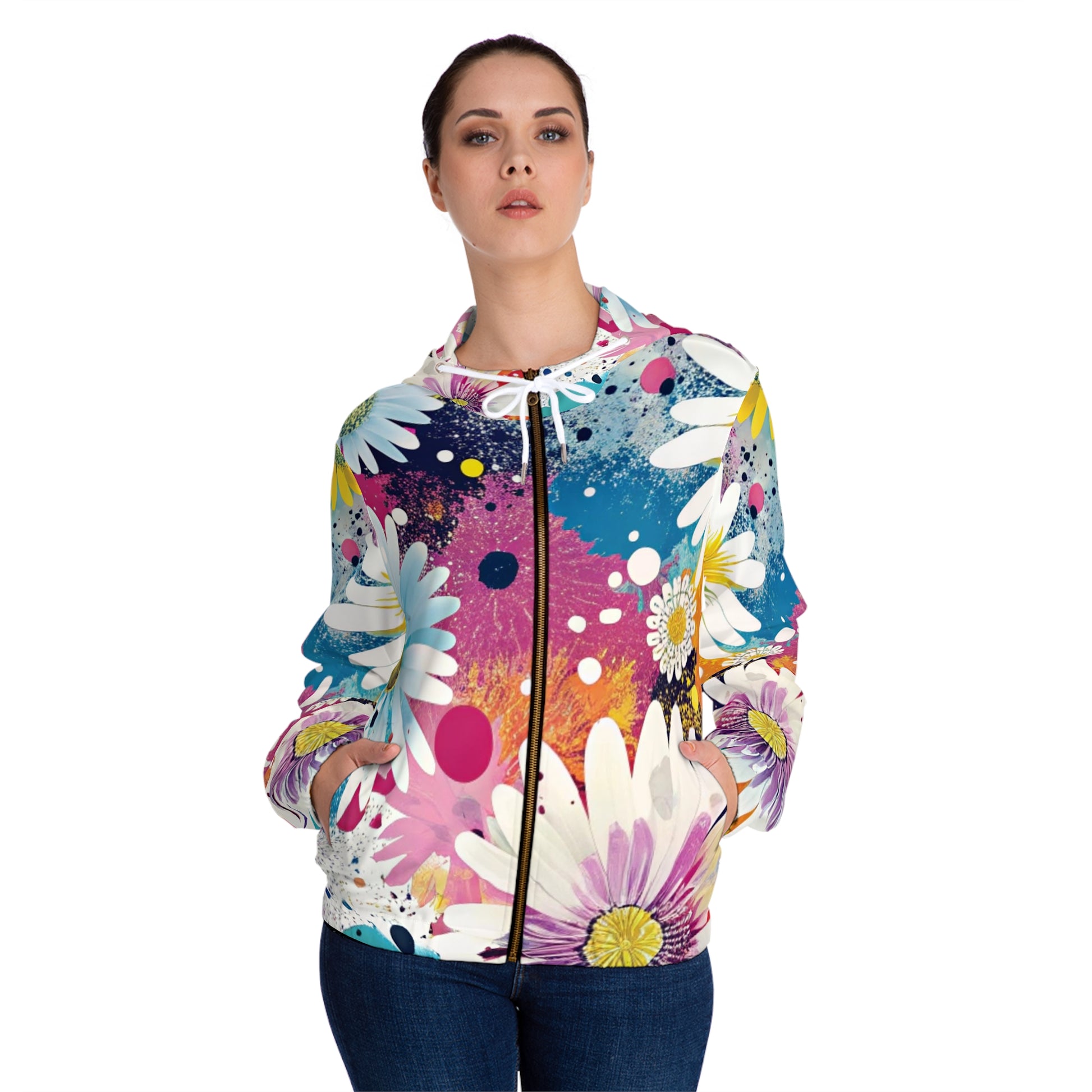 Magical Flower Explosion Multi-Color Women’s Full-Zip Hoodie (AOP), Artsulli - Art is Long, Life is Short, All Over Prints, , , , , , , 