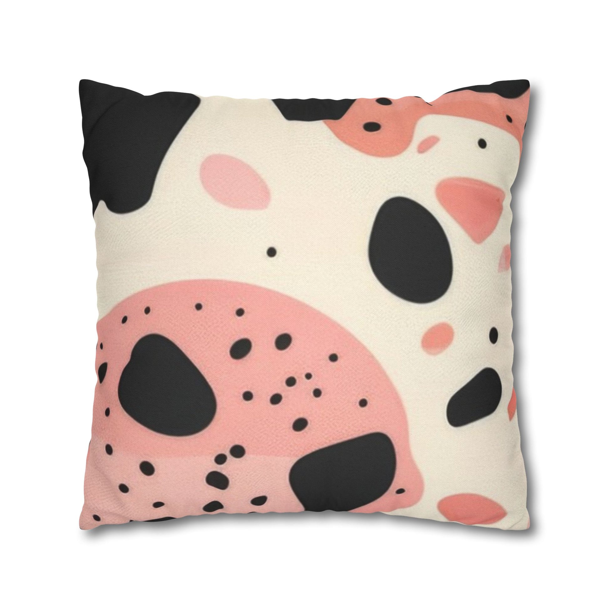Organic Cow Print Cream and Pink Spun Polyester Square Pillowcase, Artsulli - Art is Long, Life is Short, Home Decor, , , , , , , 