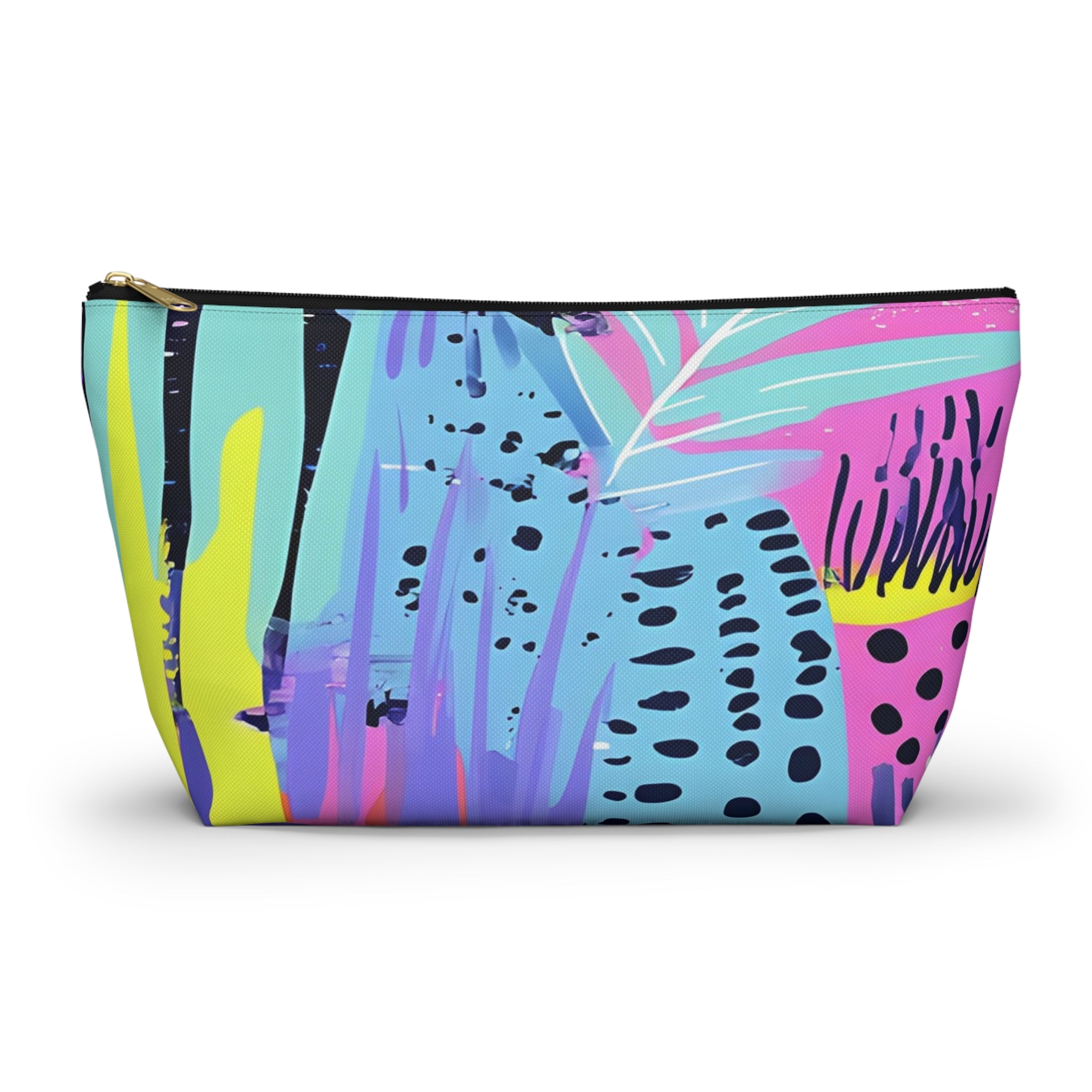 Dark Neon Rainforest Accessory Pouch w T-bottom, Artsulli - Art is Long, Life is Short, Bags, Size, Large, Color, Black zipper, , , 19859045788759159939