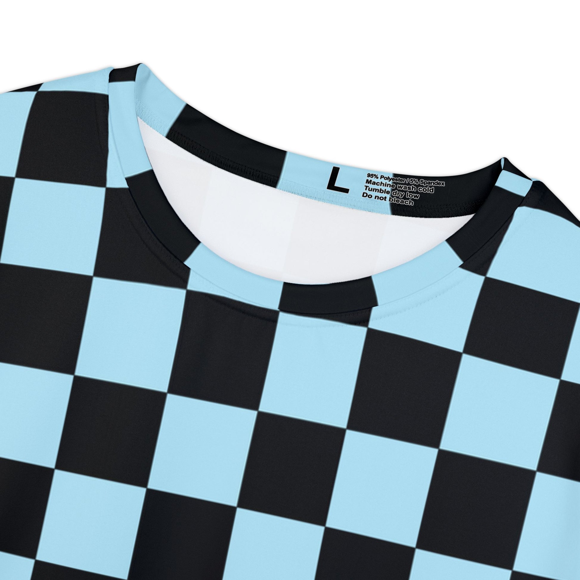 Checkerboard Black and Blue Women's Short Sleeve Shirt (AOP), Artsulli - Art is Long, Life is Short, All Over Prints, , , , , , , 