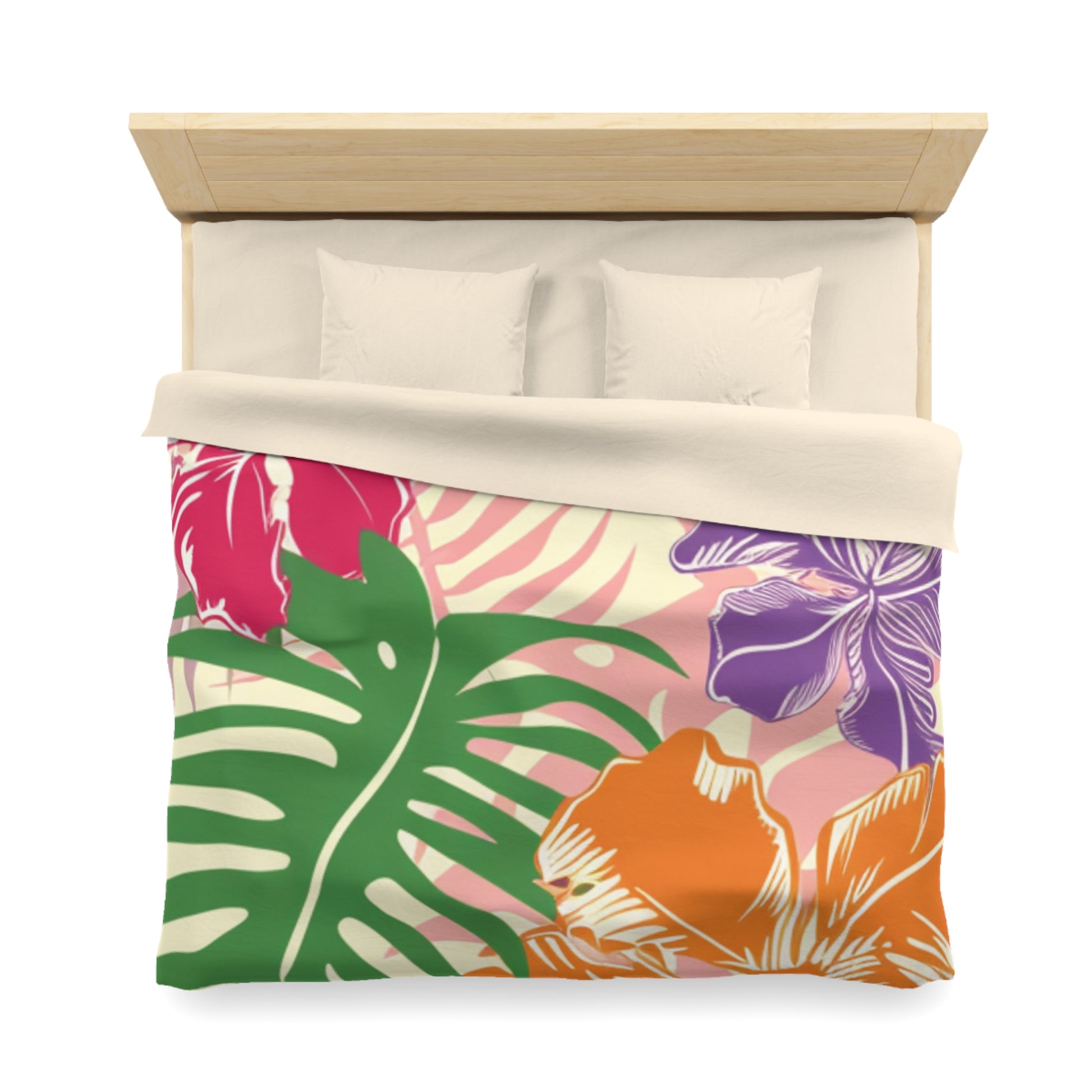 Blooming Tropical Flowers Microfiber Duvet Cover, Artsulli - Art is Long, Life is Short, Home Decor, , , , , , , 