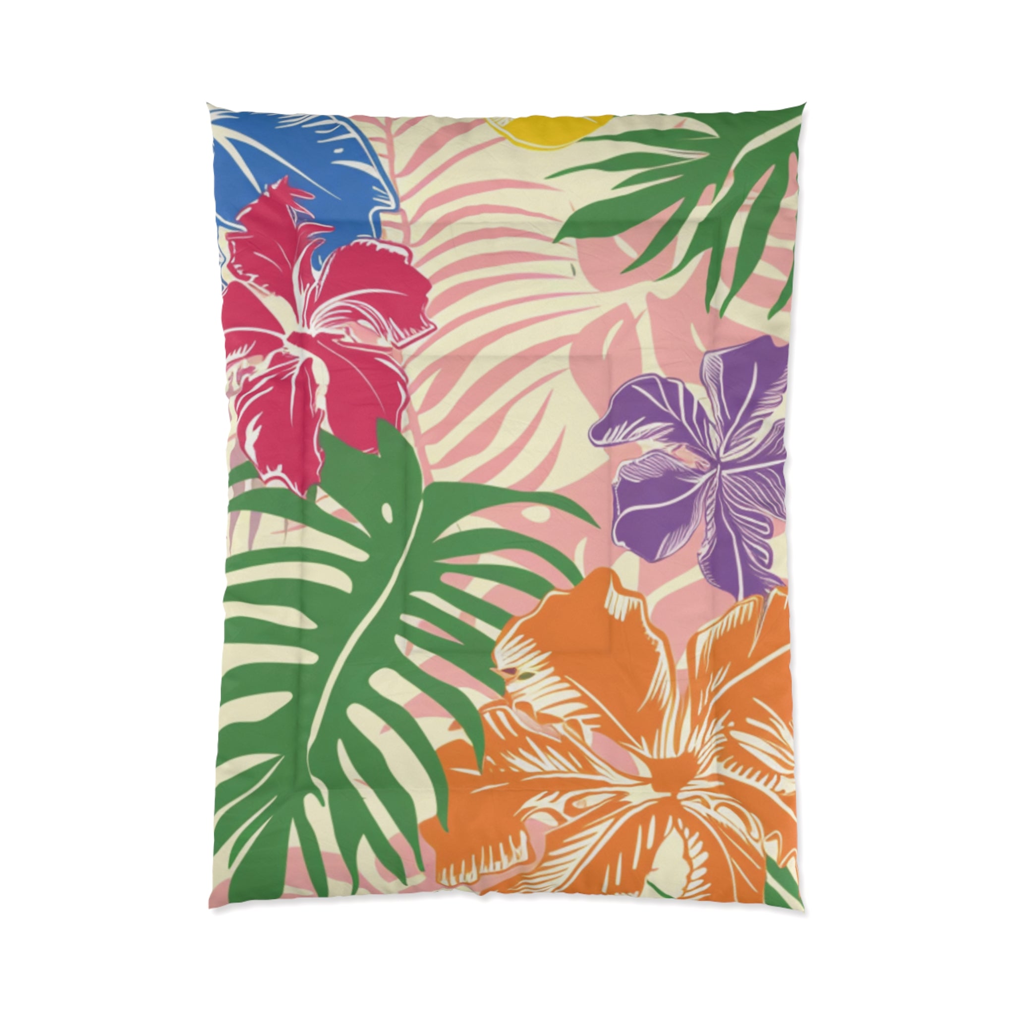 Blooming Tropical Flowers Comforter, Artsulli - Art is Long, Life is Short, Home Decor, Size, 68" × 92", , , , , 24891306098552143238