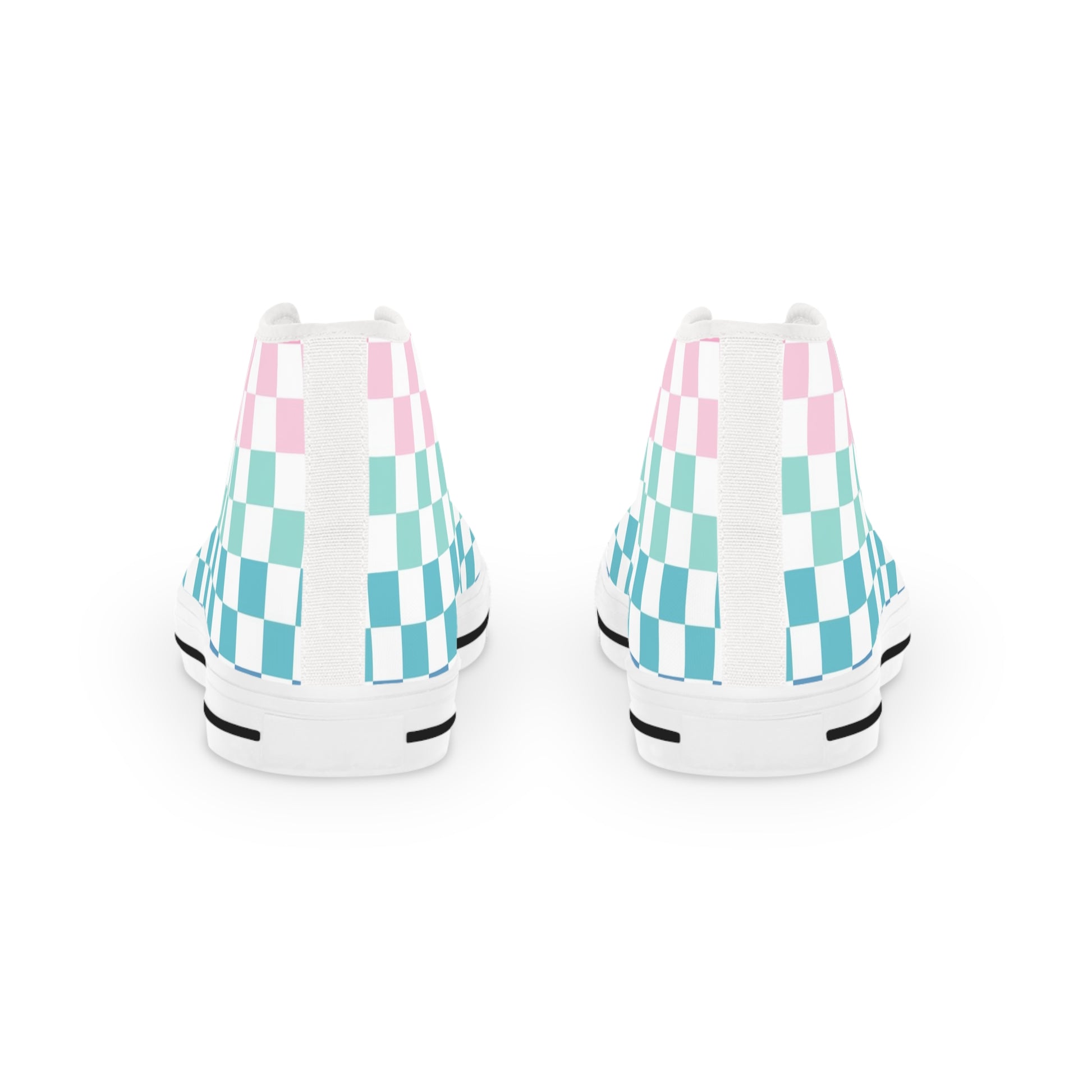 Vaporwave Rainbow  Checkerboard II Multi-Color Men's High Top Sneakers, Artsulli - Art is Long, Life is Short, Shoes, , , , , , , 