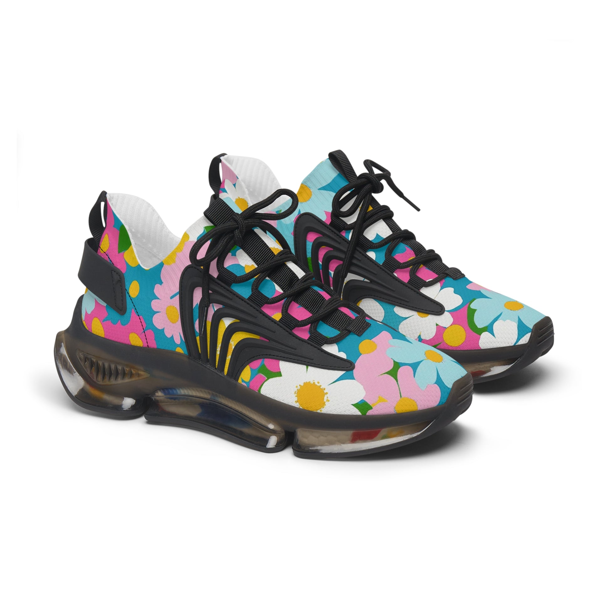 Flowers Multi-Color Women's Mesh Sneakers, Artsulli - Art is Long, Life is Short, Shoes, Color, Black sole, Size, US 5.5, , , 55033894743516