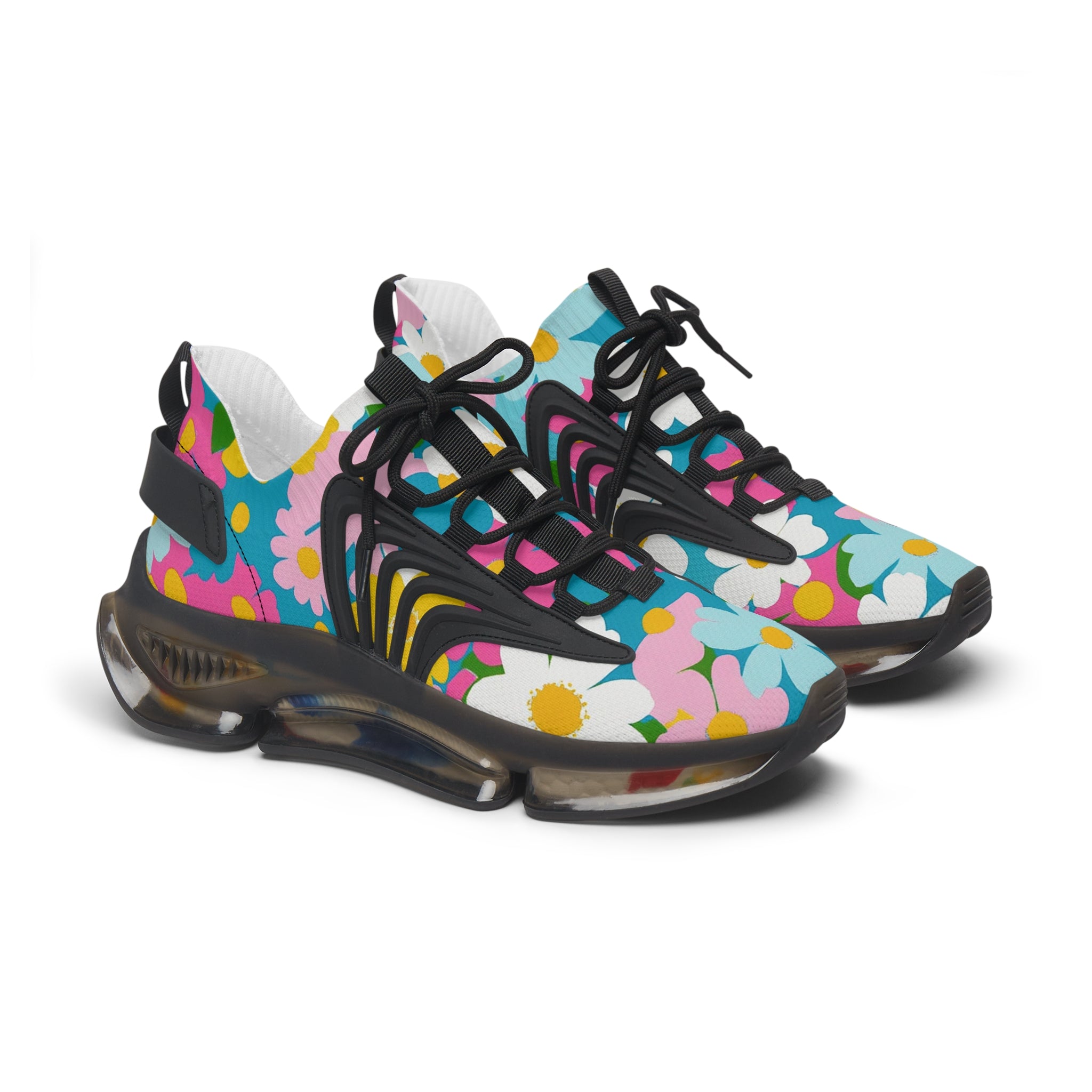 Flowers Multi-Color Women's Mesh Sneakers, Artsulli - Art is Long, Life is Short, Shoes, Color, Black sole, Size, US 5.5, , , 55033894743516