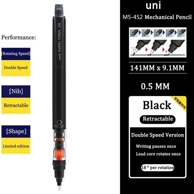 Buy The Best By Artsulli - Art is Long Life Short - Japan UNI Mechanical Pencil KURUTOGA 0.5mm Non Breakable Lead Drawing Activity M5-452