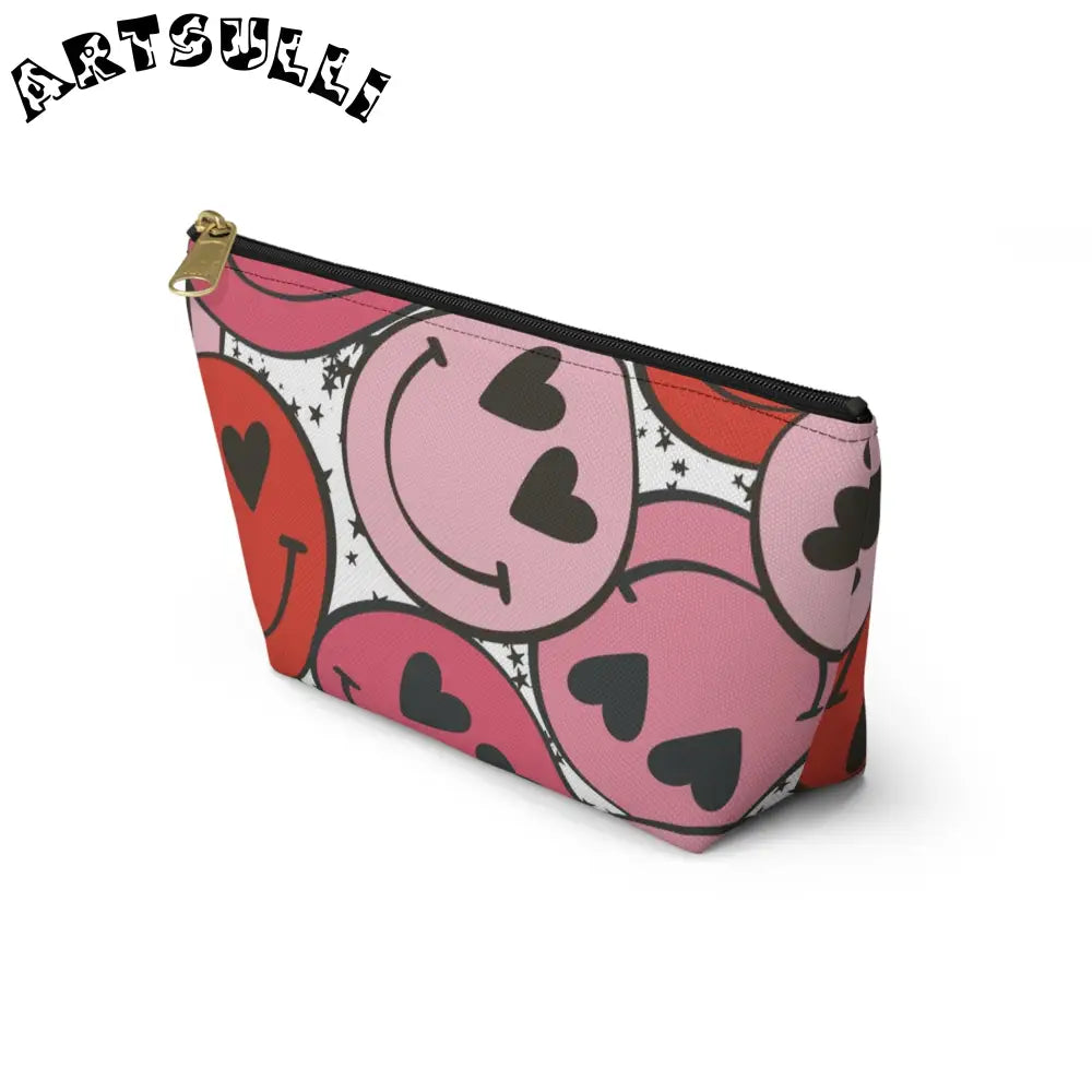 JAKKOUTTHEBXX Smiley Face x Heart Eyes Pink and Red Accessory Pouch