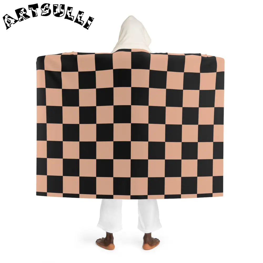 JAKKOUTTHEBXX Checkerboard Soft Orange and Black Hooded Sherpa