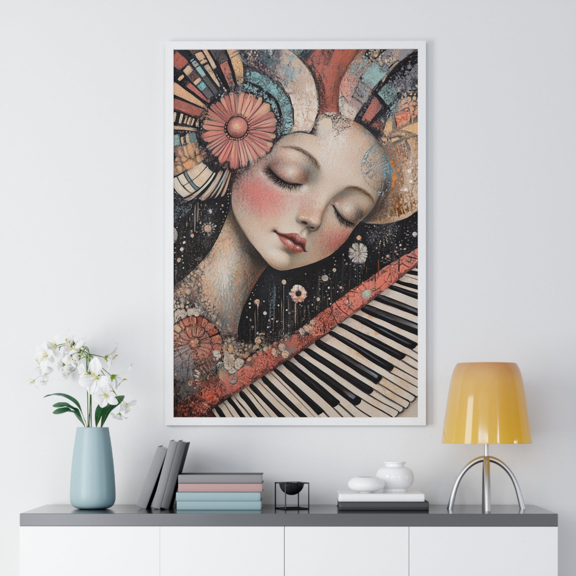Queen Of Piano Dreams Vertical Framed Poster, Artsulli - Art is Long, Life is Short, Poster, , , , , , , 