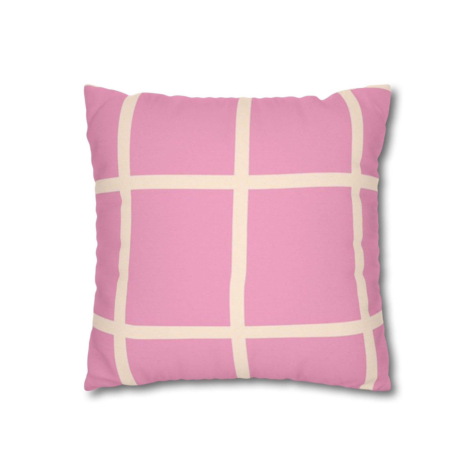 Pink Grid Cloth Sim Spun Polyester Square Pillowcase, Artsulli - Art is Long, Life is Short, Home Decor, , , , , , , 