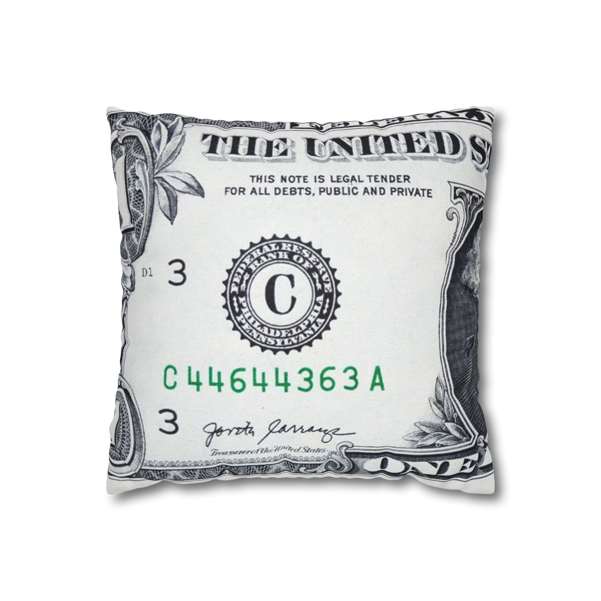 Money Collage Spun Polyester Square Pillowcase, Artsulli - Art is Long, Life is Short, Home Decor, Size, 14" × 14", , , , , 83612003712947