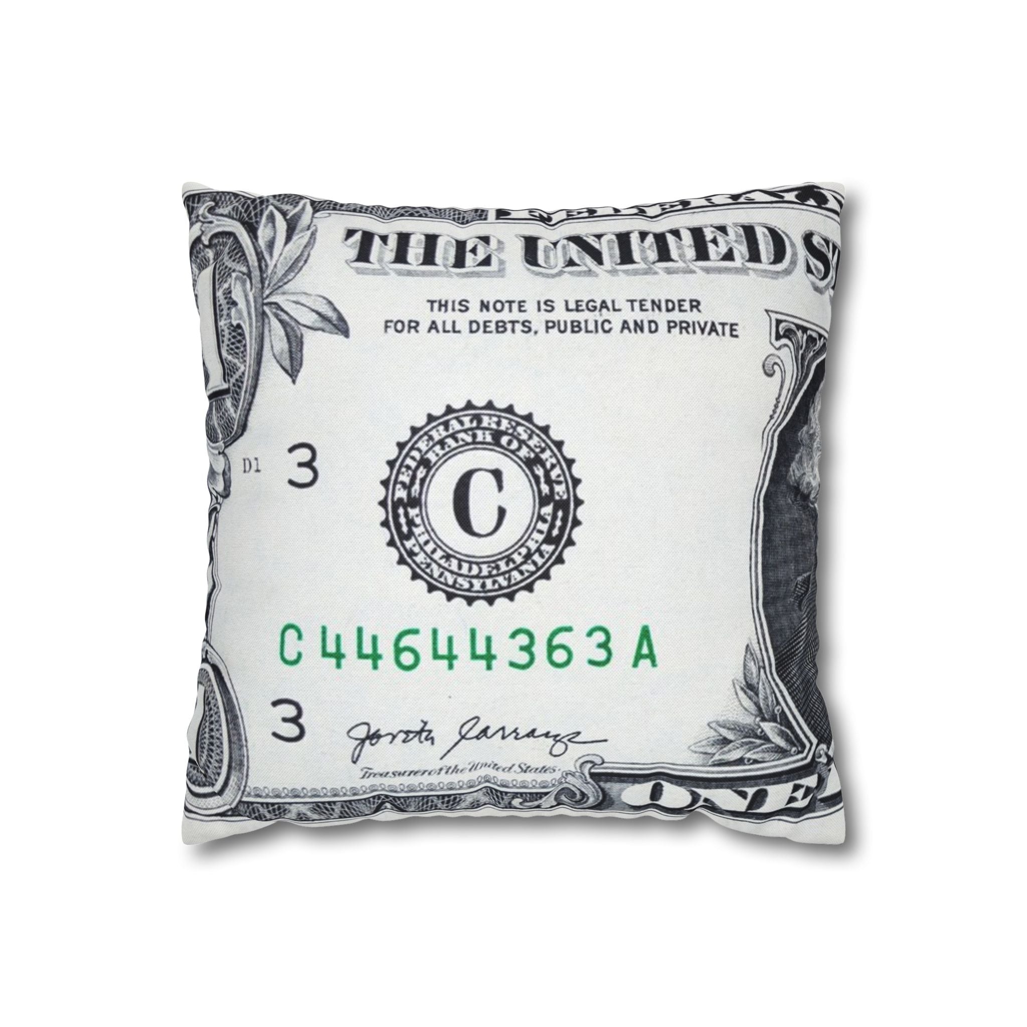 Money Collage Spun Polyester Square Pillowcase, Artsulli - Art is Long, Life is Short, Home Decor, Size, 14" × 14", , , , , 83612003712947