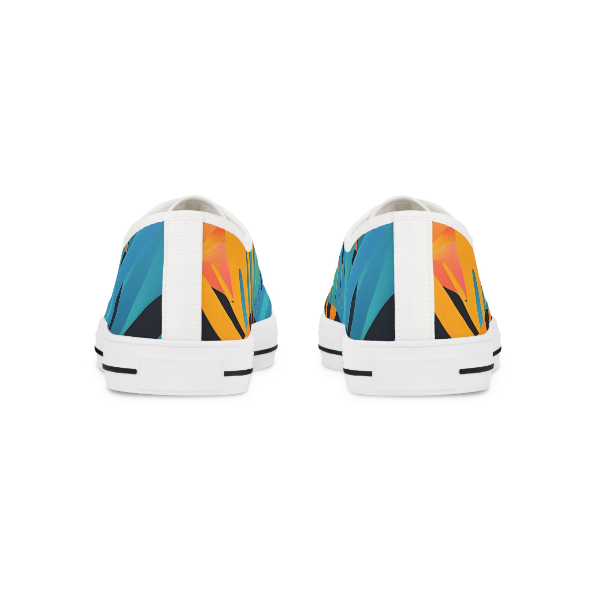 Palm Leaves x Tiger Stripes II Orange and Blue Men's Low Top Sneakers, Artsulli - Art is Long, Life is Short, Shoes, , , , , , , 